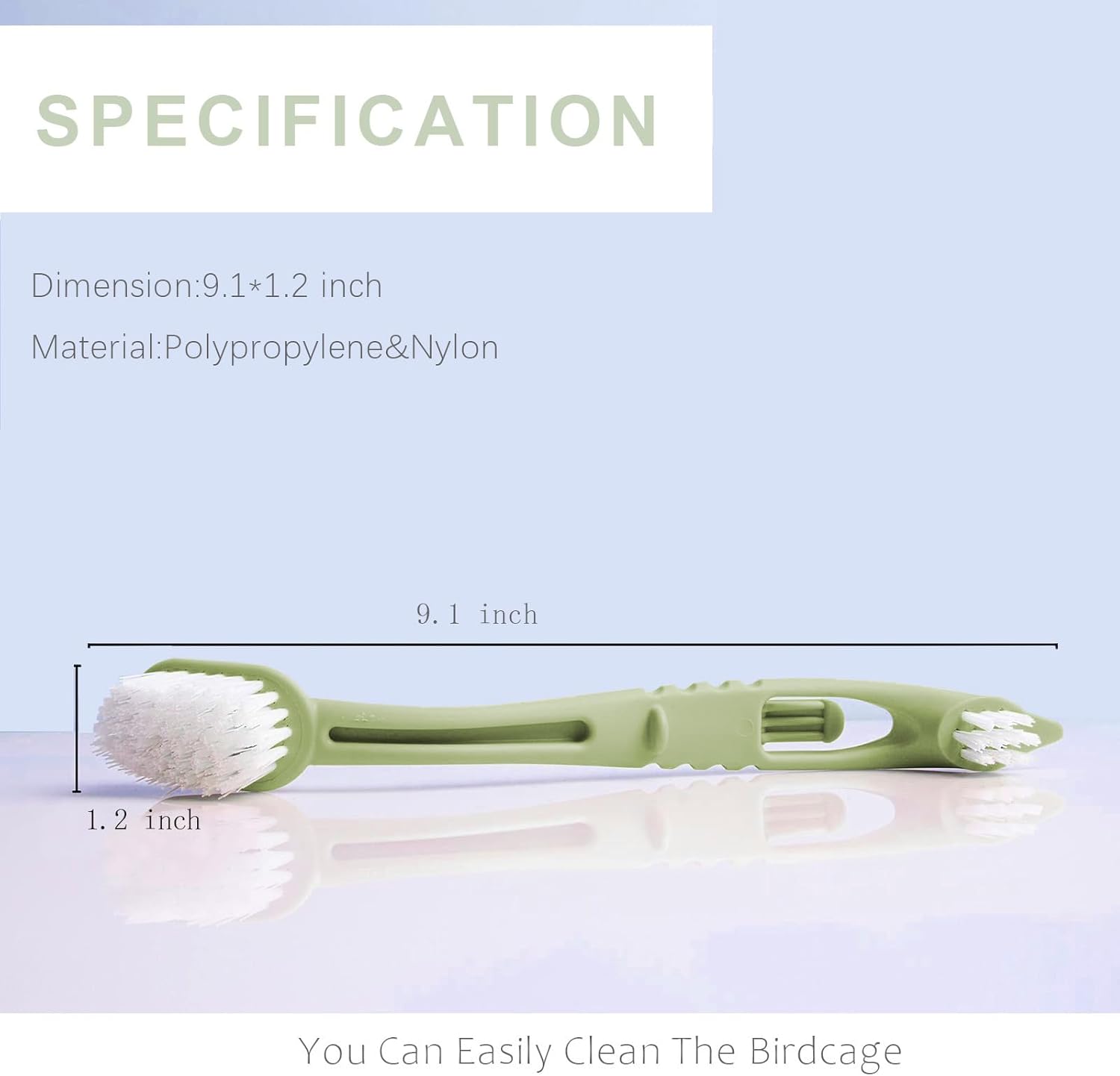 Bird Cage Cleaning Brush,Two Brush Heads,Long-Handled Tool for Cleaning Parrot Cages, Kennels, and Perches,Removes Poop and Keeps Bird Cages Fresh,Essential Bird Cage Accessory - Happypetzone.online - Image 2