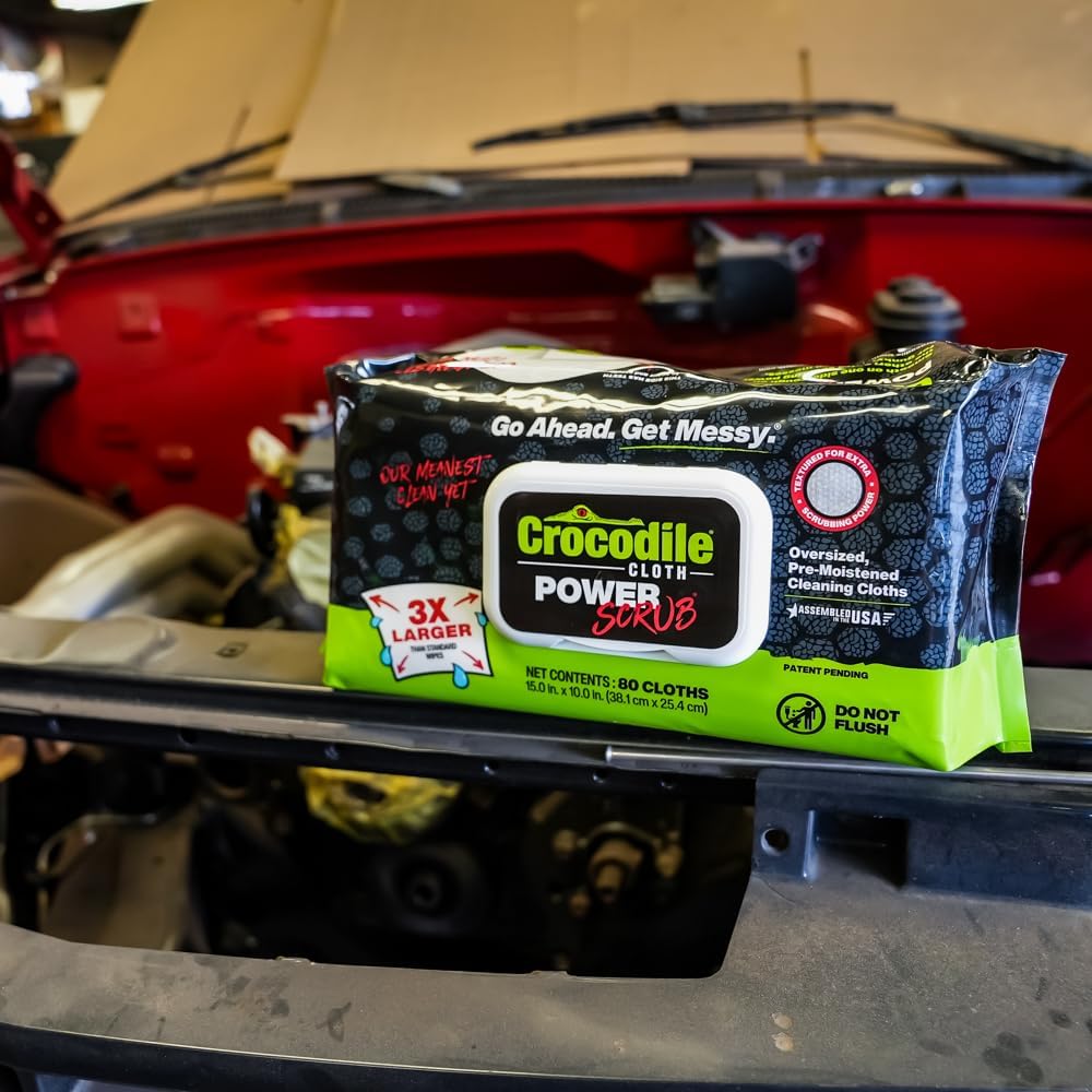 Crocodile Cloth PowerSCRUB - 40 (15" x 10") Heavy Duty Cleaning Wipes - Dual-Surface Cloths, Moist, Absorbent, & Disposable - Safe on Skin & Multiple Surfaces - Happypetzone.online - Image 7