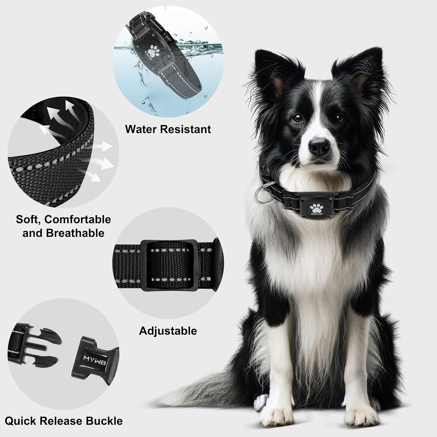 GPS Dog Collar Tracker 2-in-1,Reflective Waterproof Pet Collar,iOS-Only,No Monthly Fees,Unlimited Range,Dog Tracking Collar Pet Tracker,for Small Medium Large Dogs(S (12.6"-16.5"), Black) - Happypetzone.online - Image 7