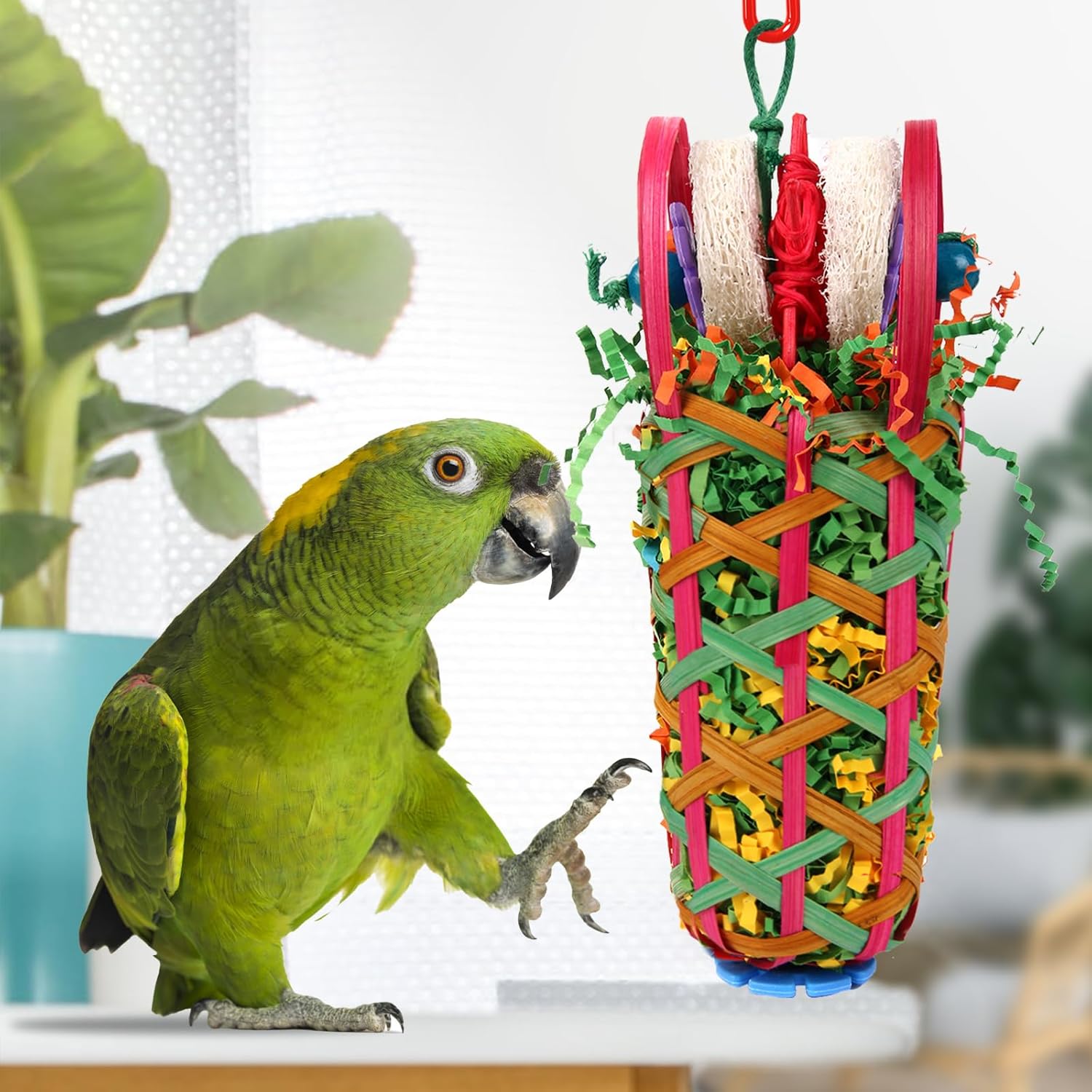 Kyouki Parakeets Toys, 2 PCS Bird Chewing Toys – Perfect for Cockatoos, Conures, Love Birds, Small & Medium Parrots, Fun Foraging & Tearing Bird Cage Accessories (Seeking Food Basket) - Happypetzone.online - Image 6