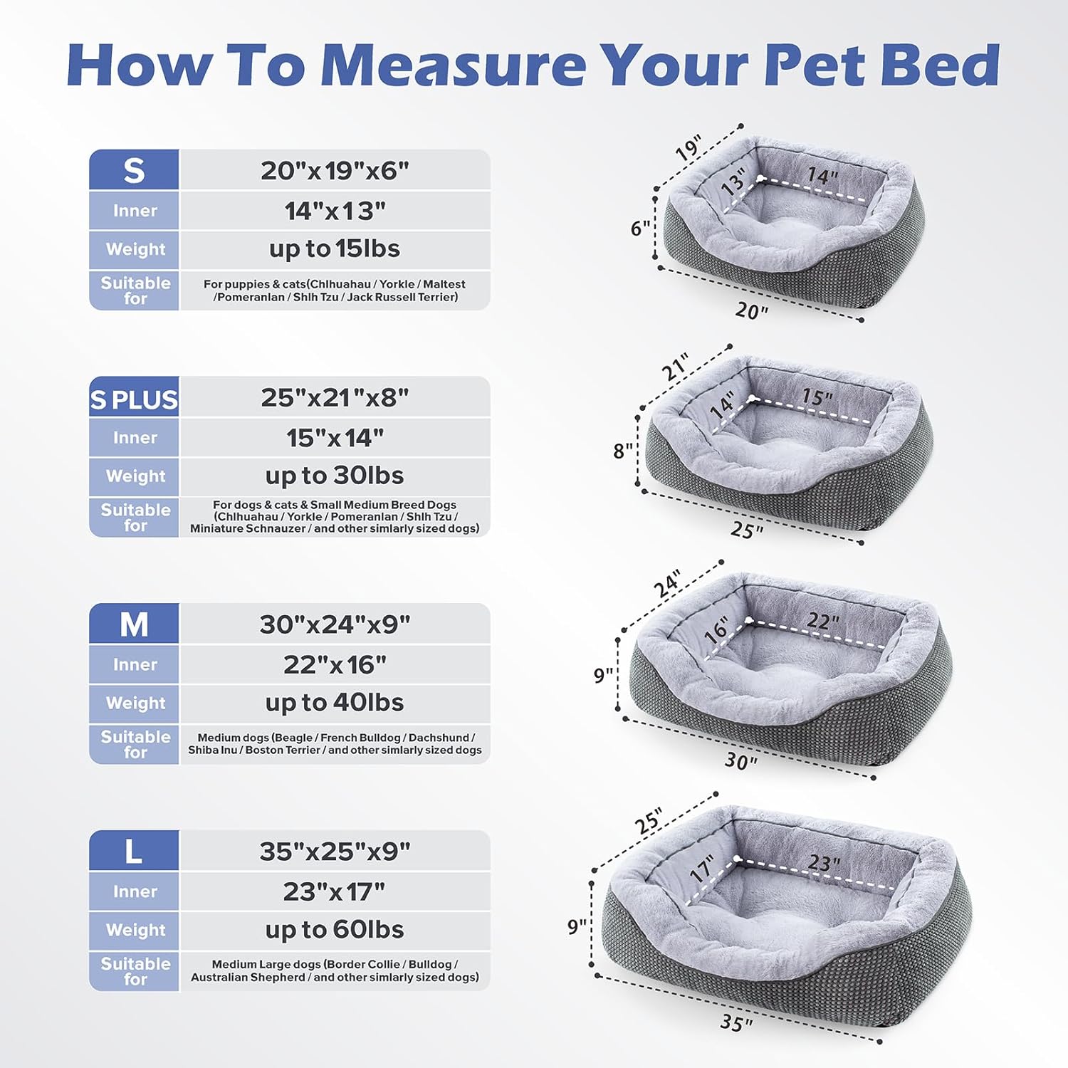 INVENHO Medium Dog Beds for Medium Dogs Washable, Rectangle Dog Bed Medium Size Dog, Orthopedic Dog Bed, Warming Soft Calming Sleeping Puppy Bed Durable Pet Bed with Anti-Slip Bottom M(30"x24"x9") - Happypetzone.online - Image 5