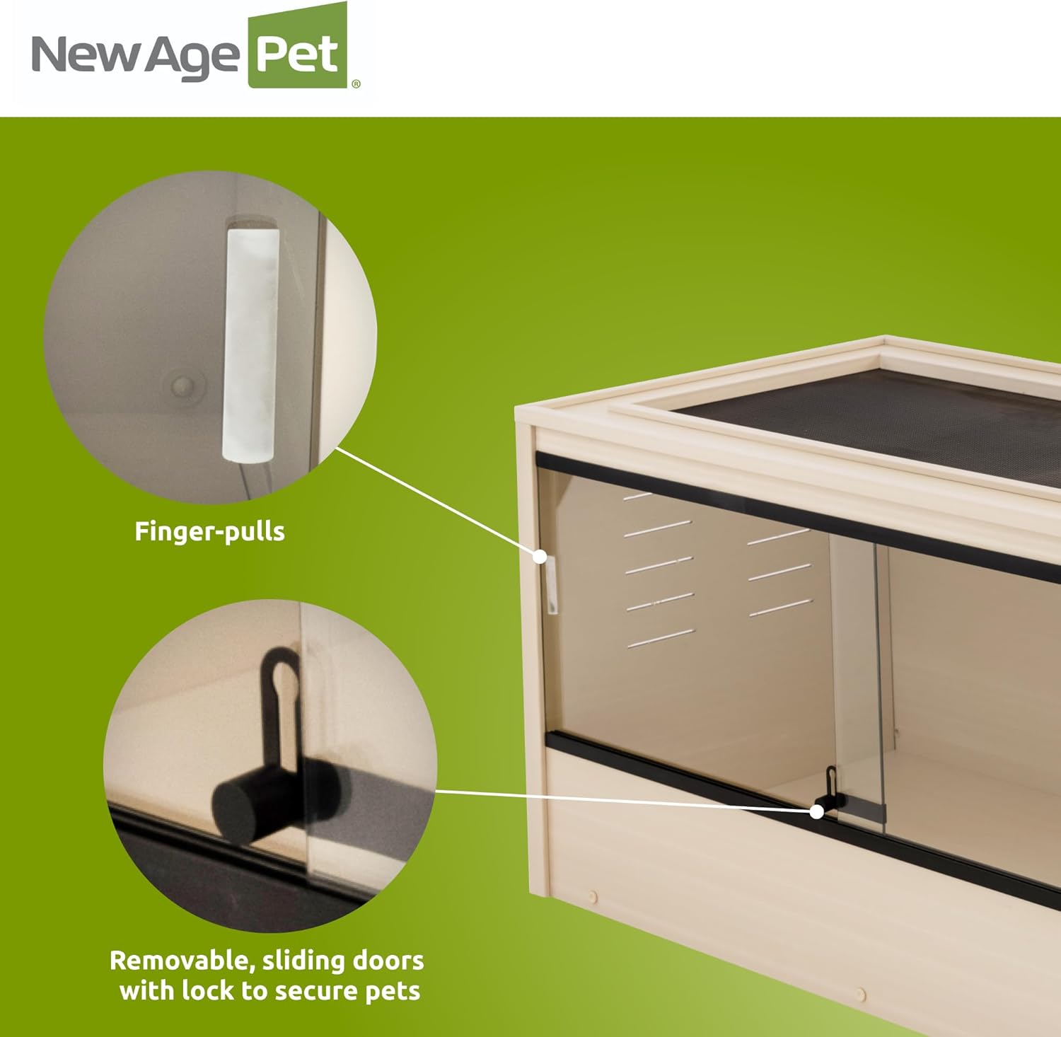New Age Pet ECOFLEX 48" Wide Large Reptile Habitat, Mojave Lounge for Snakes, Tortoises & Lizards in Maple, Black & Grey, Easy Assembly, Sliding Glass Doors & Mesh Top - Happypetzone.online - Image 6