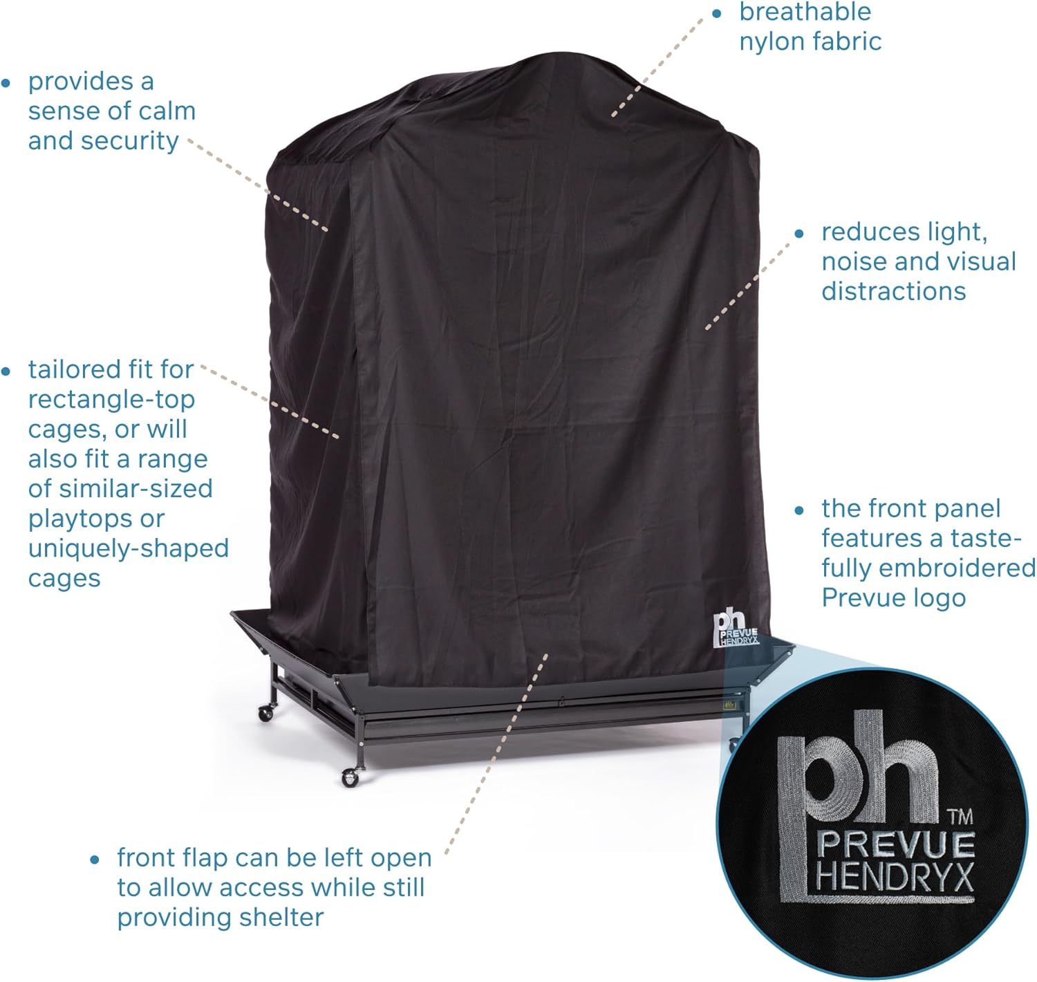 Prevue Pet Products Extra Large Bird Cage Cover - Good Night Cage Cover, Bird Accessories, Blocks Light, Breathable Nylon Fabric, Fits a Variety of Cage Sizes - Black, Size Extra Large - Happypetzone.online - Image 3