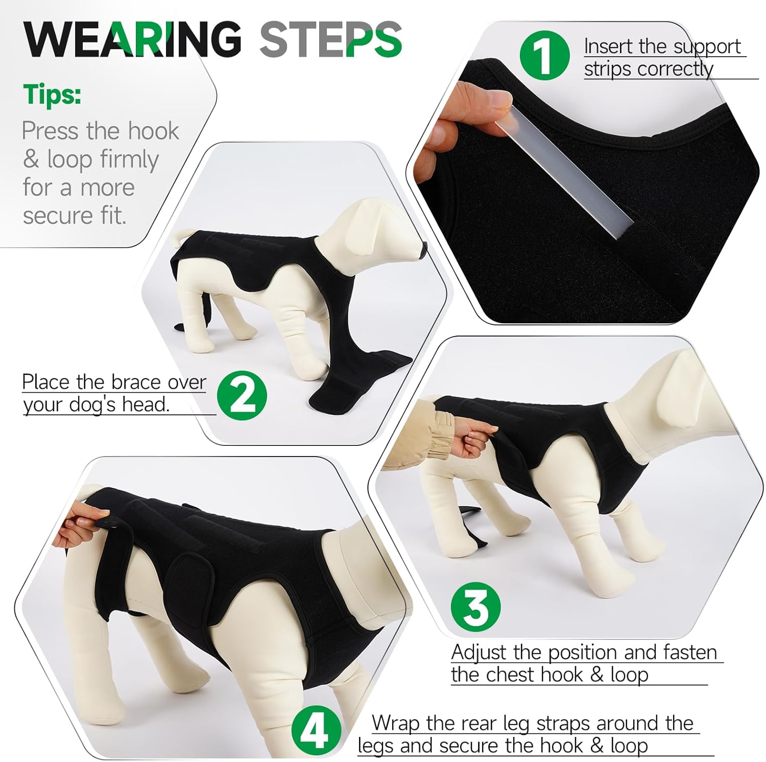 Back Brace for Dogs with Arthritis, IVDD Mobility Back Brace for Pet, Strong Dog Spine Stability Support, Breathable & Adjustable for Joint & Hip Support Senior or Less Mobile Dogs, Black L - Happypetzone.online - Image 3