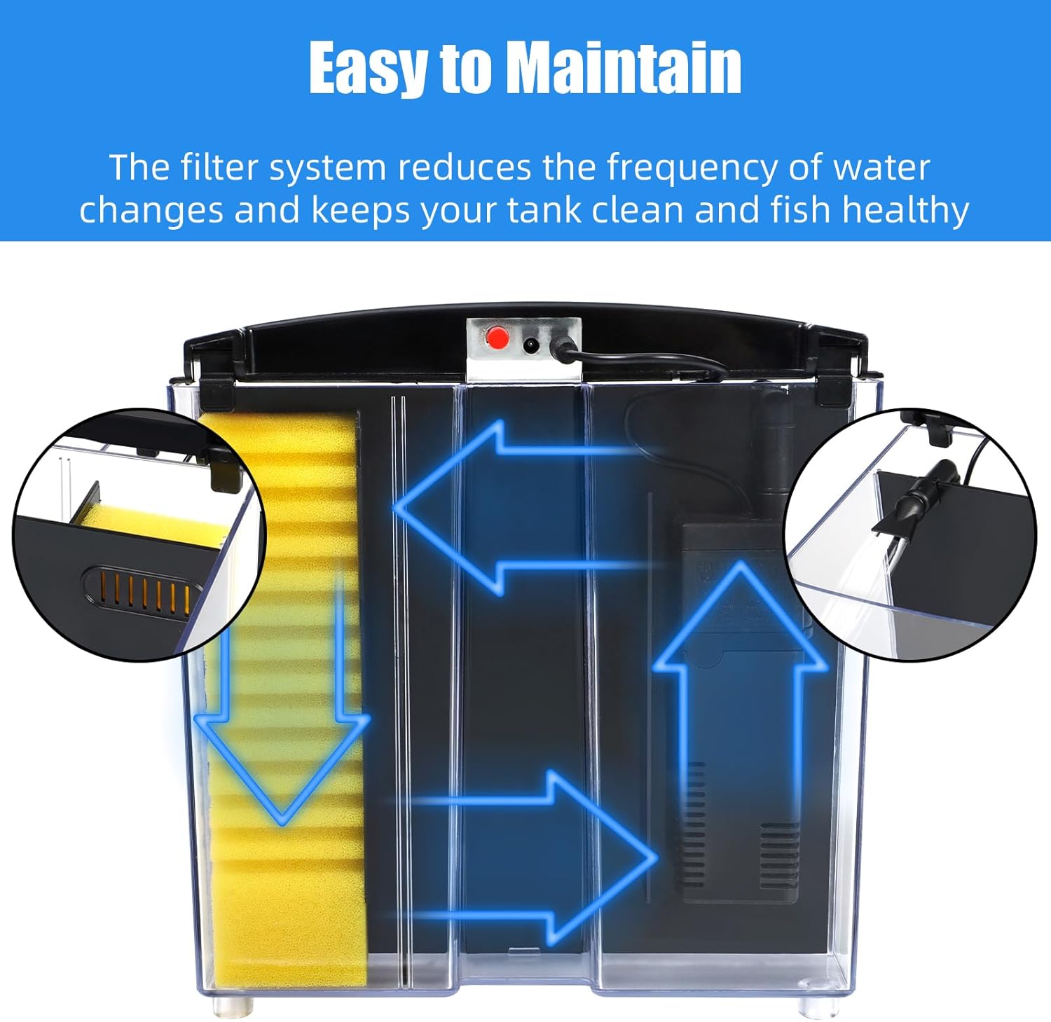 AQUANEAT Fish Tank, 1.2 Gallon Aquarium, Small Betta Fish Tank Starter Kit with LED Light and Water Filter Pump, Rectangular - Happypetzone.online - Image 3