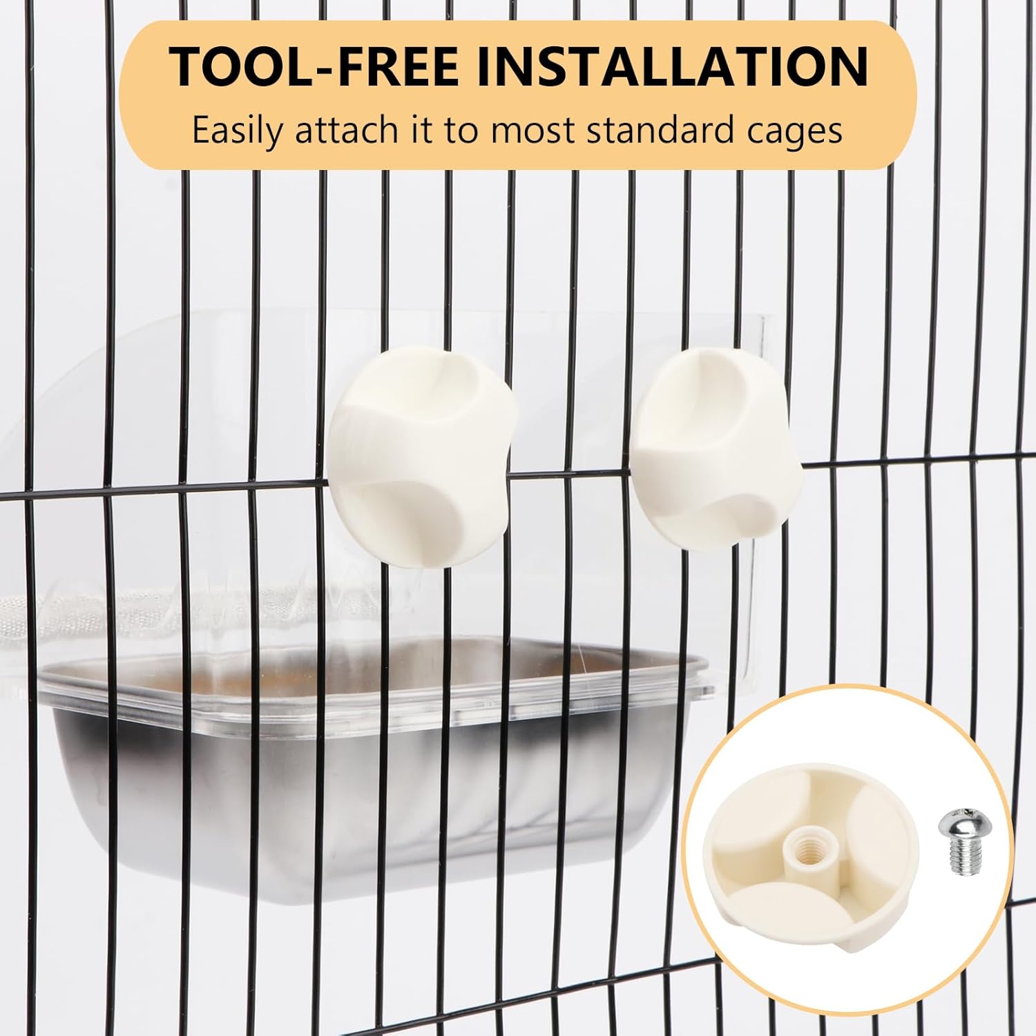 Hypeety Transparent Bird Feeder No Mess Parakeet Feeder for Cage Clear Bird Cage Feeders with Anti-Slip Perch Stainless Steel Food Bowl for Parakeets Parrots Budgies Lovebirds Cockatiels Conures - Happypetzone.online - Image 5