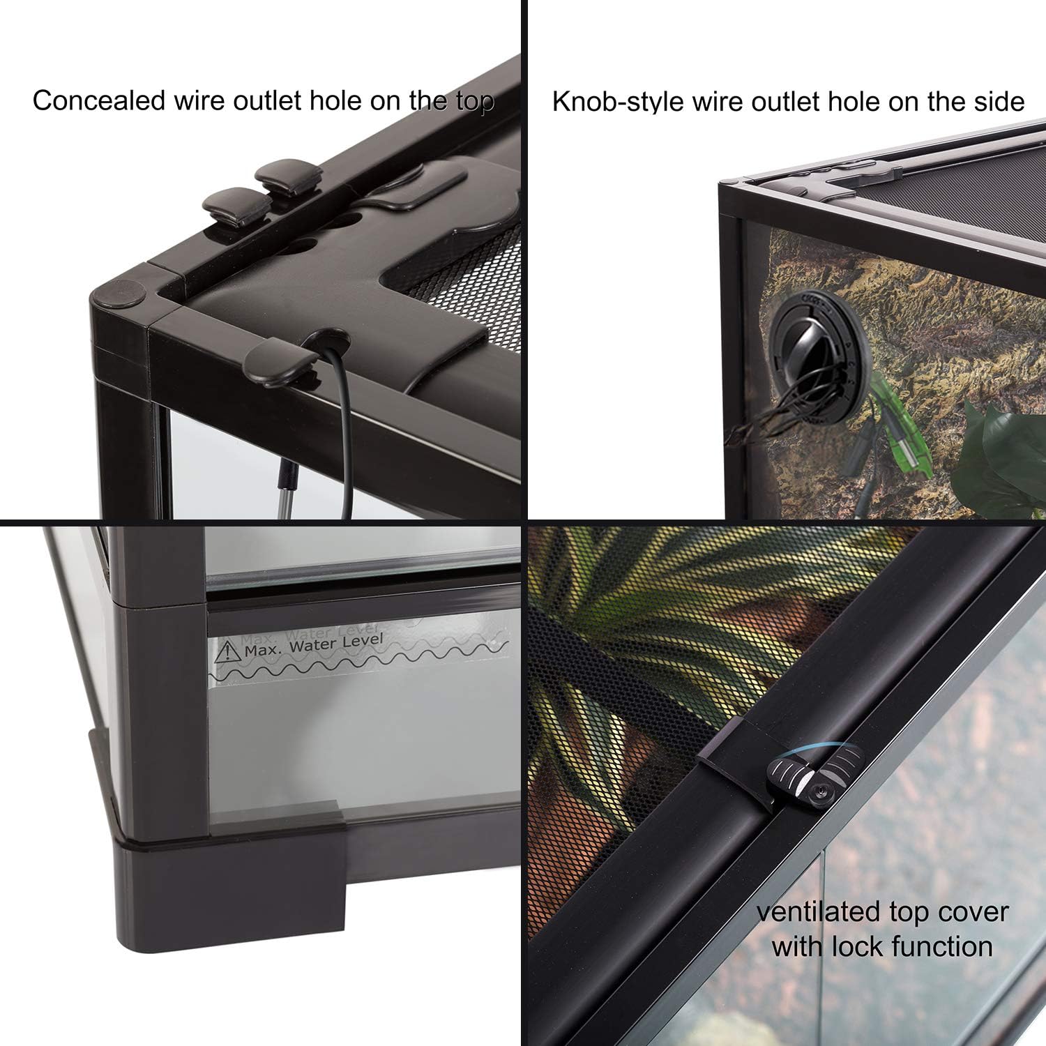 REPTI ZOO 24" x 18" x 36" Reptile Tall Glass Terrarium Rainforest Habitat Double Hinge Door with Screen Ventilation 67 Gallon Reptile Terrarium Easy Assembly - Happypetzone.online - Image 5