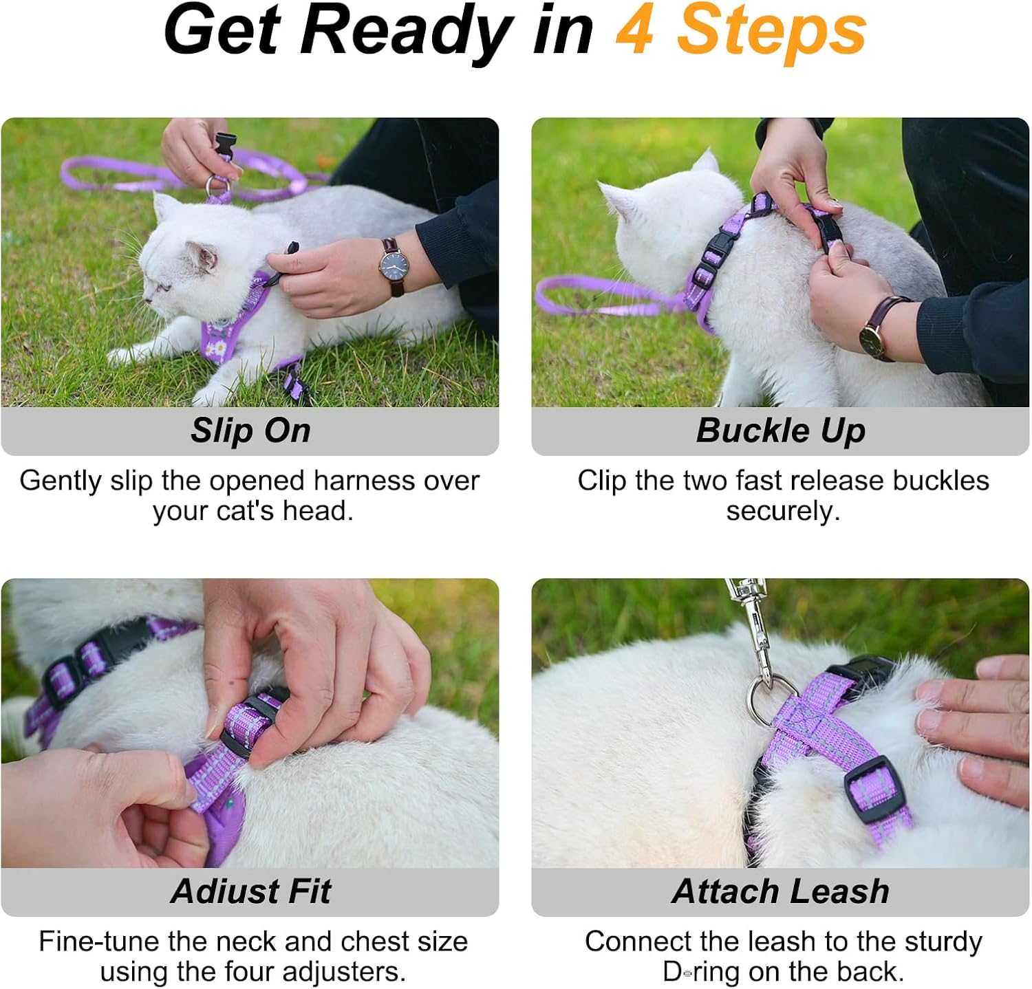 BEAUTYZOO Cat Harness and Leash Set for Walking Escape Proof, Neck Release Adjustable Harness for Kitten Puppy Small Medium Large Cats, Soft Cute Easy Control Small Cat Harness for Cats Boy and Girls - Happypetzone.online - Image 8