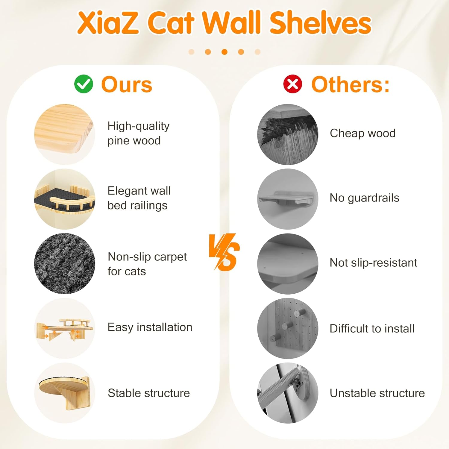 XiaZ Cat Wall Shelves, Corner Cat Shelf with 3 Wide Perch Steps, Kitty Wall Climber Wooden Furniture up to 25lbs, Modern Floating Cats Stairs for Indoor Sleeping, Playing, Climbing - Happypetzone.online - Image 2