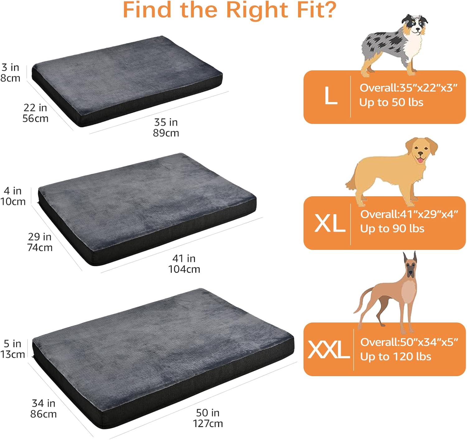 Amazon Basics Washable Dog Bed with Cooling Gel Memory Foam, Pressure-Relief Support for Dogs up to 50lbs, Non-Slip Bottom, Removable Cover, Large (35" x 22"), Grey - Happypetzone.online - Image 2