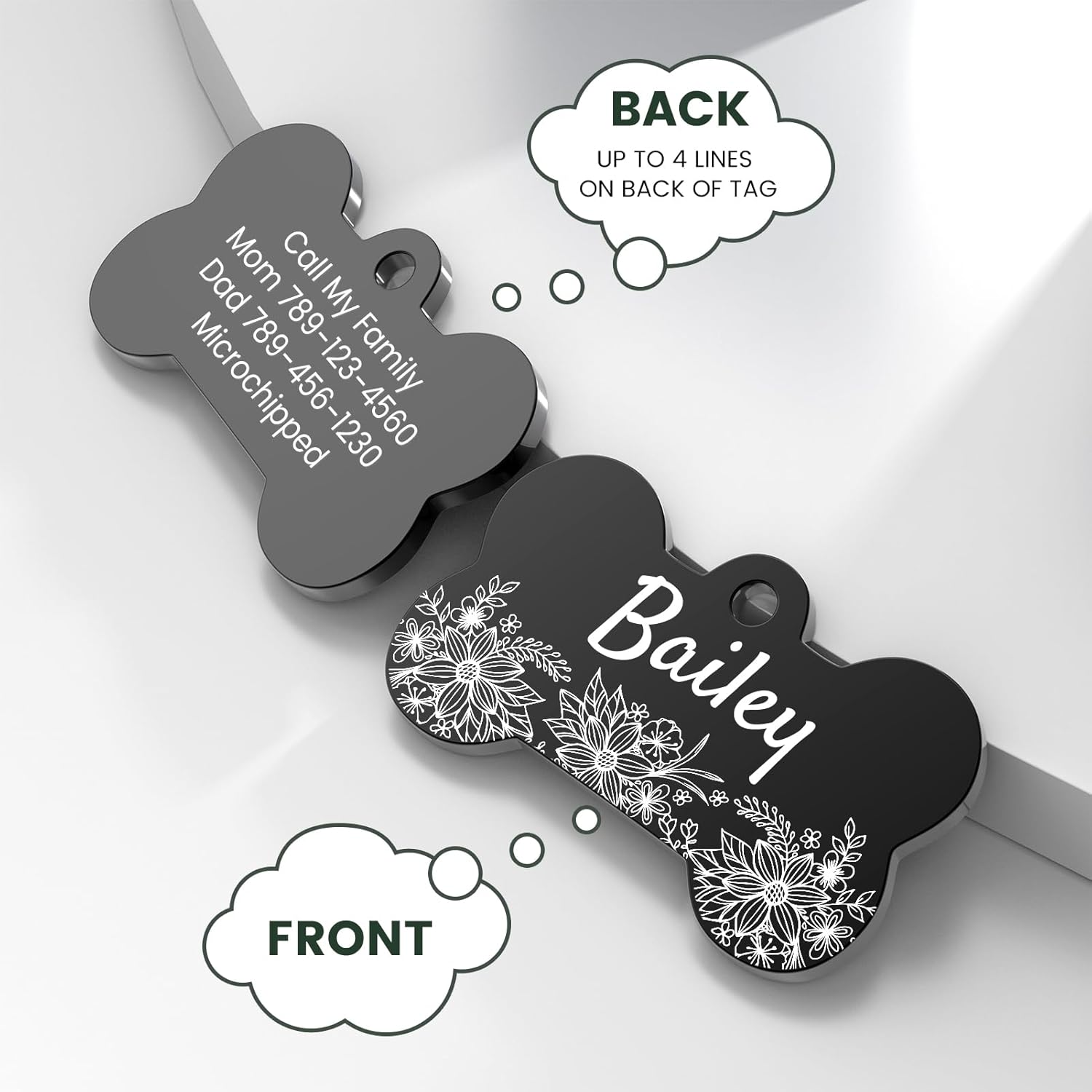 YEHANTI Dog Tags Personalized for Pets with Name Pattern Art Design - Engraved with Laser - Stainless Steel Cats Dogs ID Tags - Stylish Dog Collar Accessories (Bone) - Happypetzone.online - Image 5