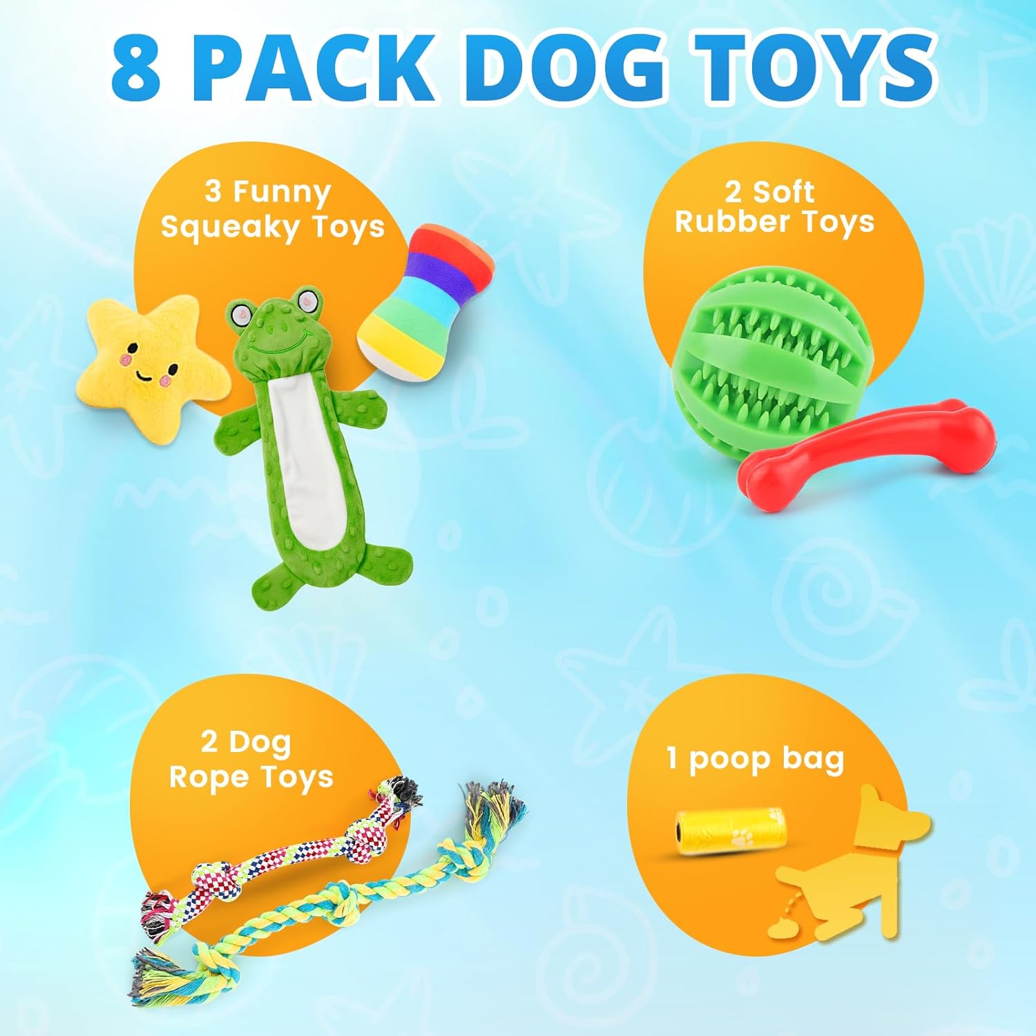 LOYEE 8 Pack Puppy Toys for Small Dogs, Luxury Dog Chew Toys with Squeaky Plush Toys, Rope Toys and Ball, Teething Toys for Puppy Supplies - Happypetzone.online - Image 2