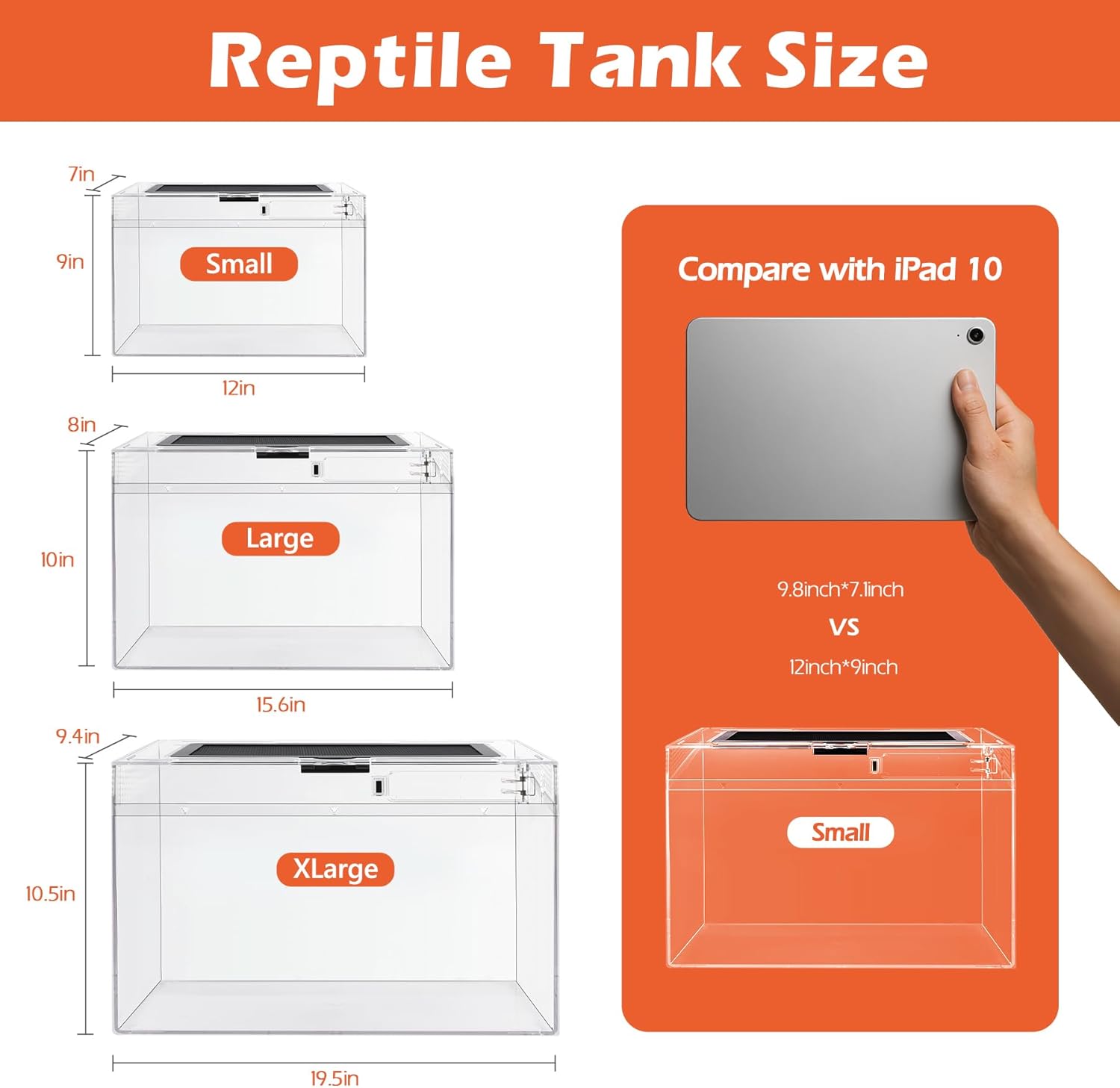 AZV Reptile Terrarium Starter Kit,8 Piece Small Reptile Tank with Escape-Proof Locks,Mesh Top,Multi-Vent Compatible Habitat,Durable Clear PC,Easy-Clean Waterproof Base for Geckos,Frogs,Spiders Large - Happypetzone.online - Image 2
