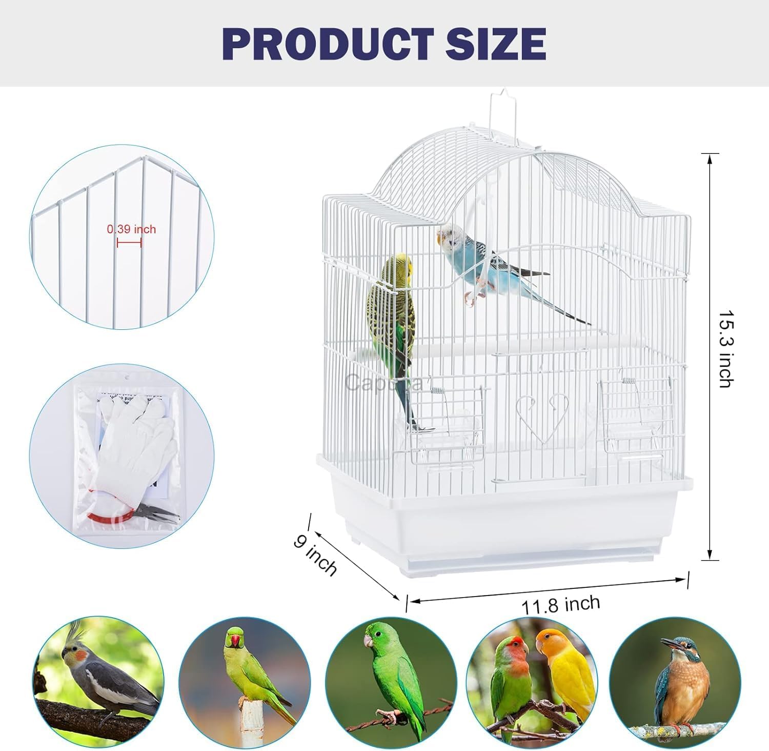 Small Bird Travel Cage-Lightweight Small Birds Starter Kit with Birdcages and Accessories Great for Parakeets Lovebirds Parrotlets Finches Canaries Removable Plastic Tray Include - Happypetzone.online - Image 4