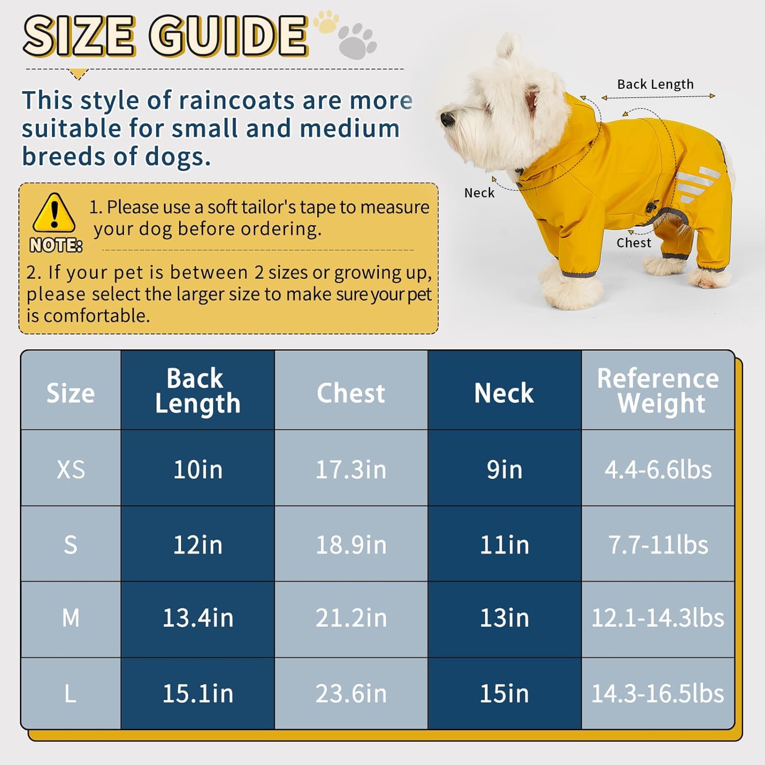 Dog Raincoat, Waterproof Dog Rain Jacket with Hood, Rain Coat with Leash Hole, Reflective Strap for Small Medium Dogs, Outdoor Adventures/Walking Lightweight Puppy (Yellow,M) - Happypetzone.online - Image 3