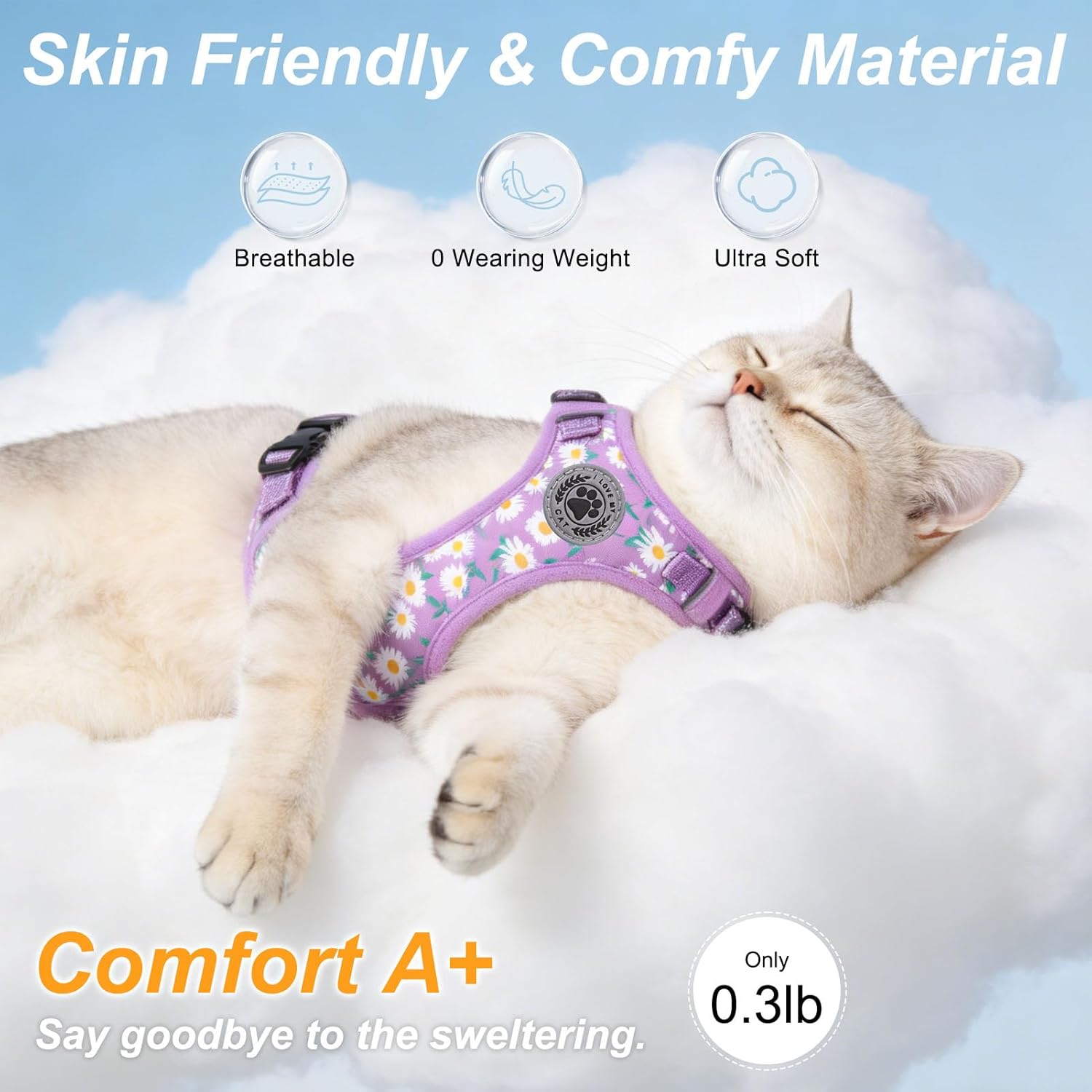 BEAUTYZOO Cat Harness and Leash Set for Walking Escape Proof, Neck Release Adjustable Harness for Kitten Puppy Small Medium Large Cats, Soft Cute Easy Control Small Cat Harness for Cats Boy and Girls - Happypetzone.online - Image 3