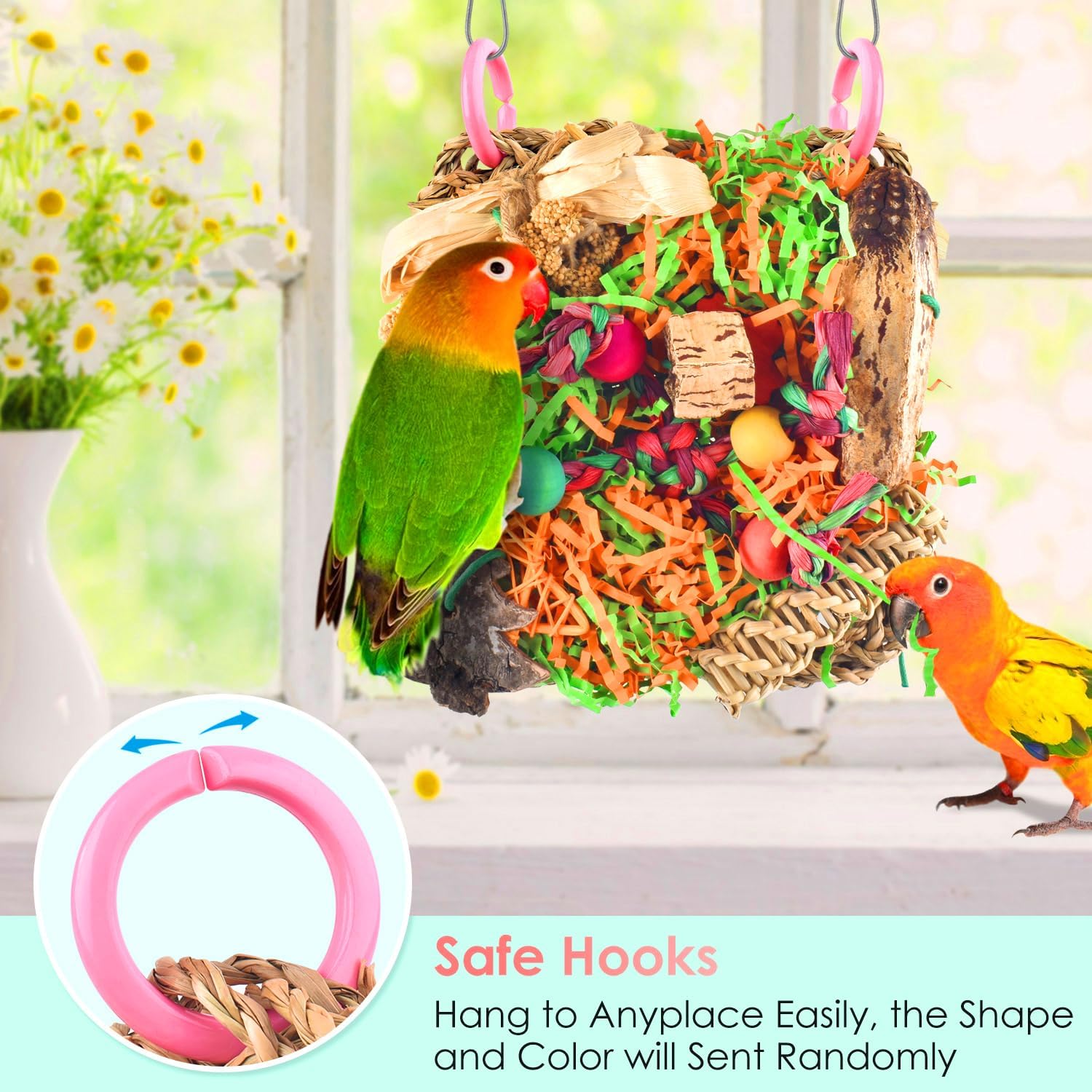 KATUMO Bird Toys, Parakeet Grass Mat Foraging Toy Parrot Shredding Hanging for Cockatiel Lovebird Parakeet Budgie Small-Medium Birds - Happypetzone.online - Image 5