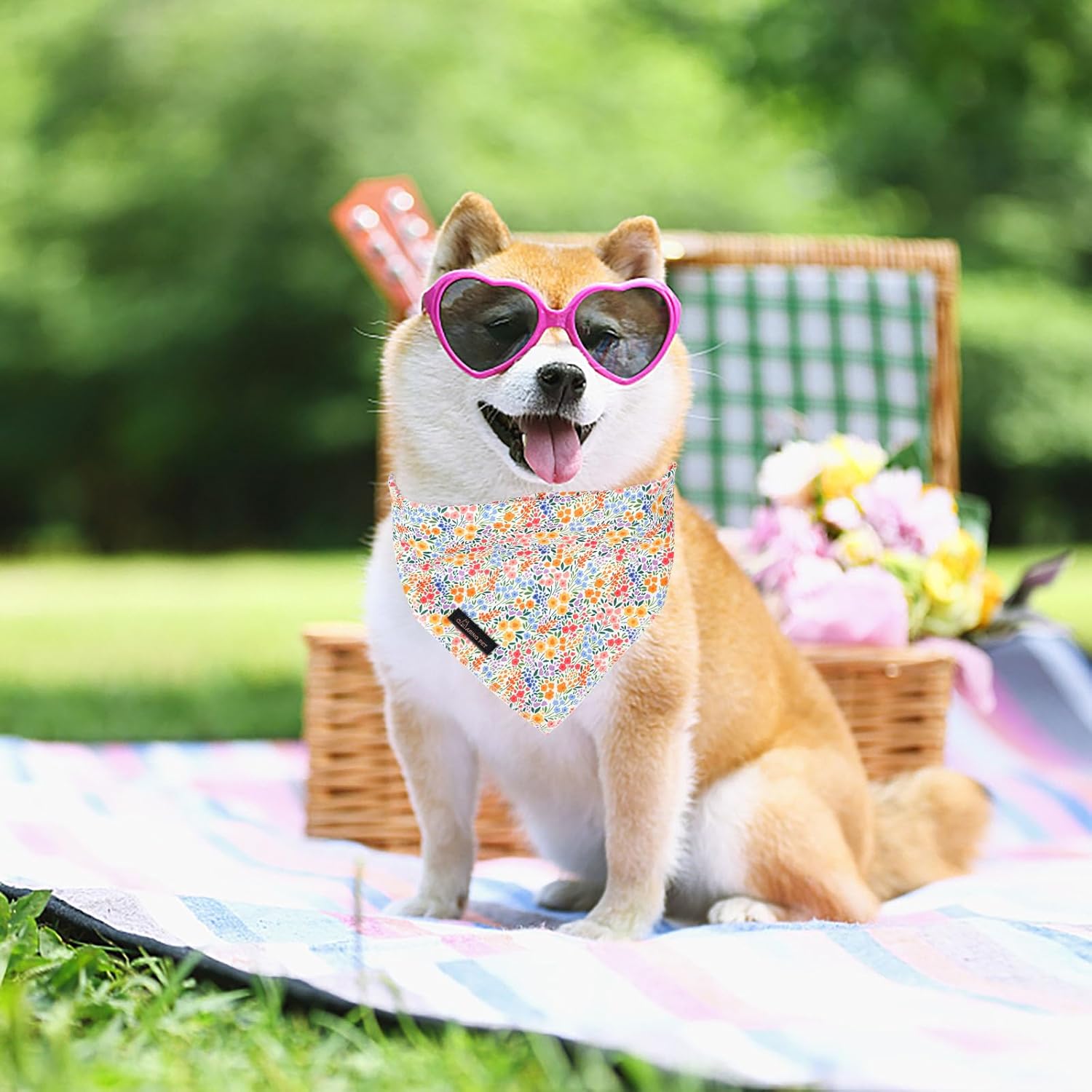 ARING PET Girl Dog Bandana, Spring Summer Daisy Floral Pet Bandana Scarf Triangle Bibs for Puppy Small Medium Large Dogs-L - Happypetzone.online - Image 4