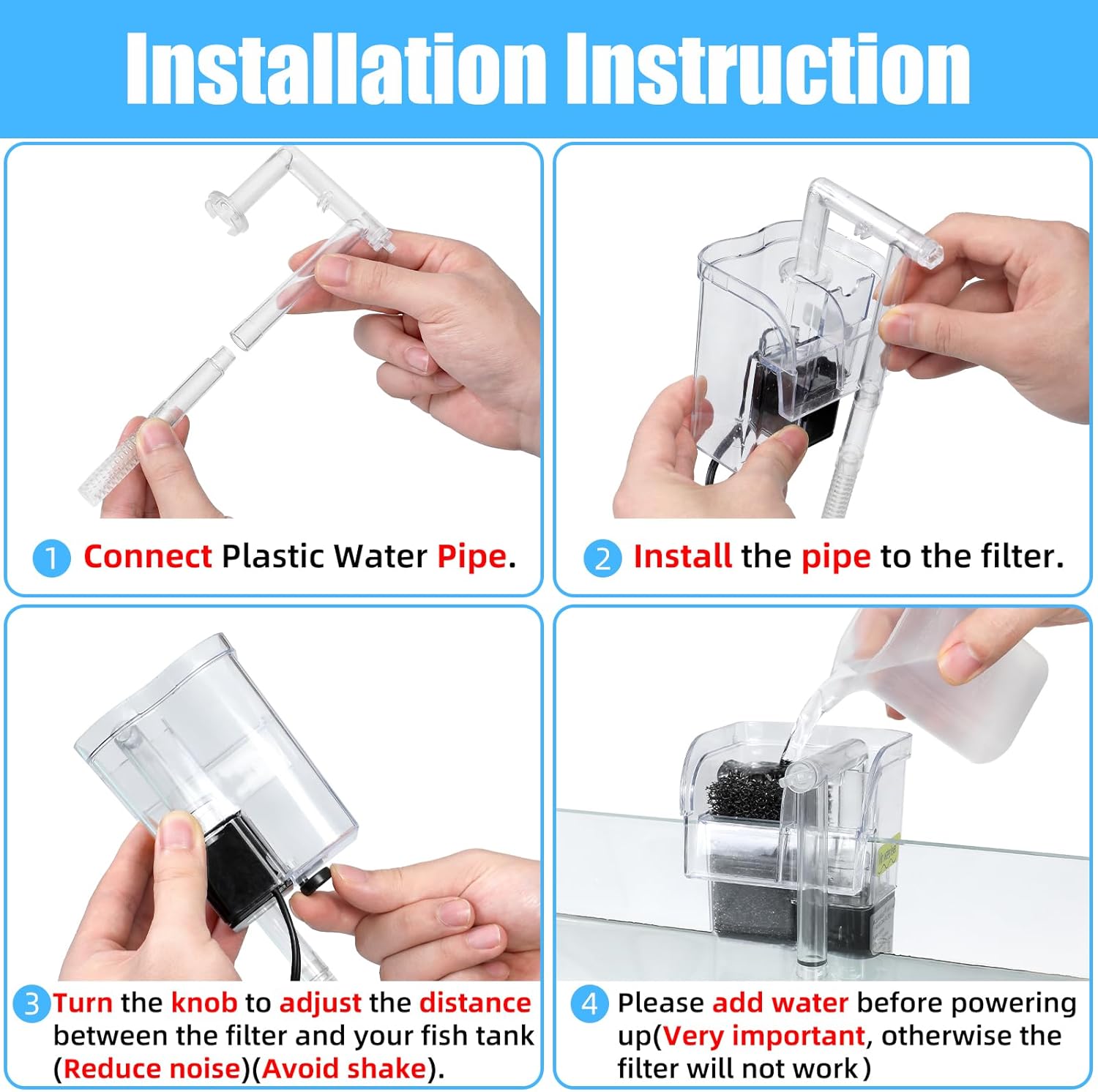 AQUANEAT Aquarium Hang on HOB Power Filter 5 Gallon Rimless Small Fish Tank Filter 90GPH (up to 5Gal) - Happypetzone.online - Image 5