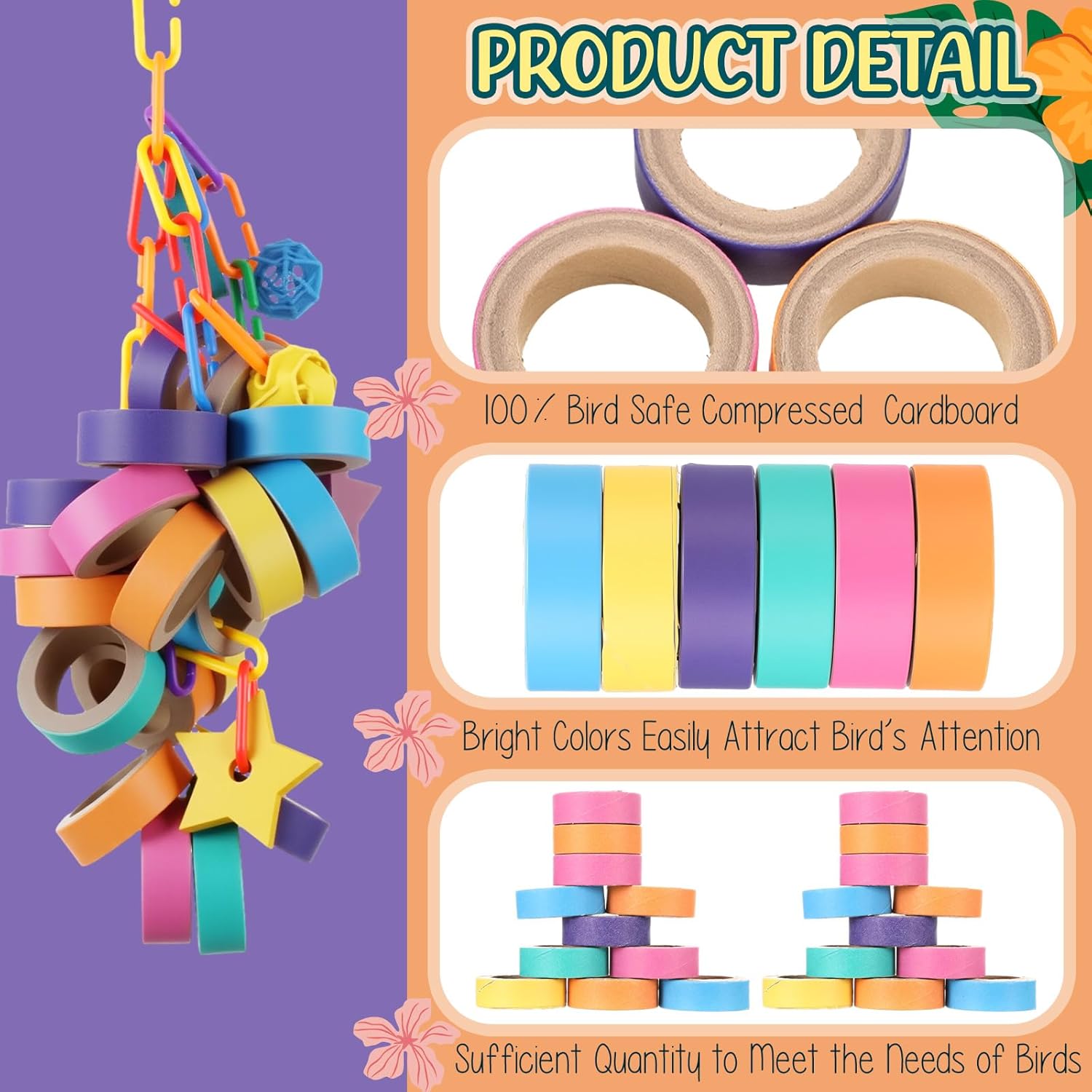 Skyygemm 36 Pcs Bagels Bird Toys Bulk for Parrots Cardboard Core Bird Toy Chewing Shredding Foraging Play Foot for Medium and Large Parrot Mini Macaws African Greys Cockatoos - Happypetzone.online - Image 3