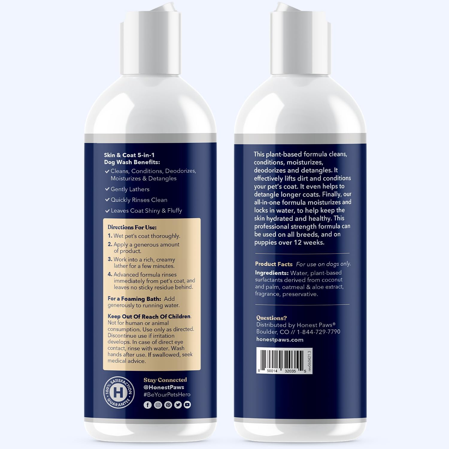 Honest Paws Dog Shampoo and Conditioner - Premium Dog Wash for Allergies and Dry, Itchy, Moisturizing for Sensitive Skin - Sulfate Free, Plant Based, All Natural -16 Fl Oz - Happypetzone.online - Image 7