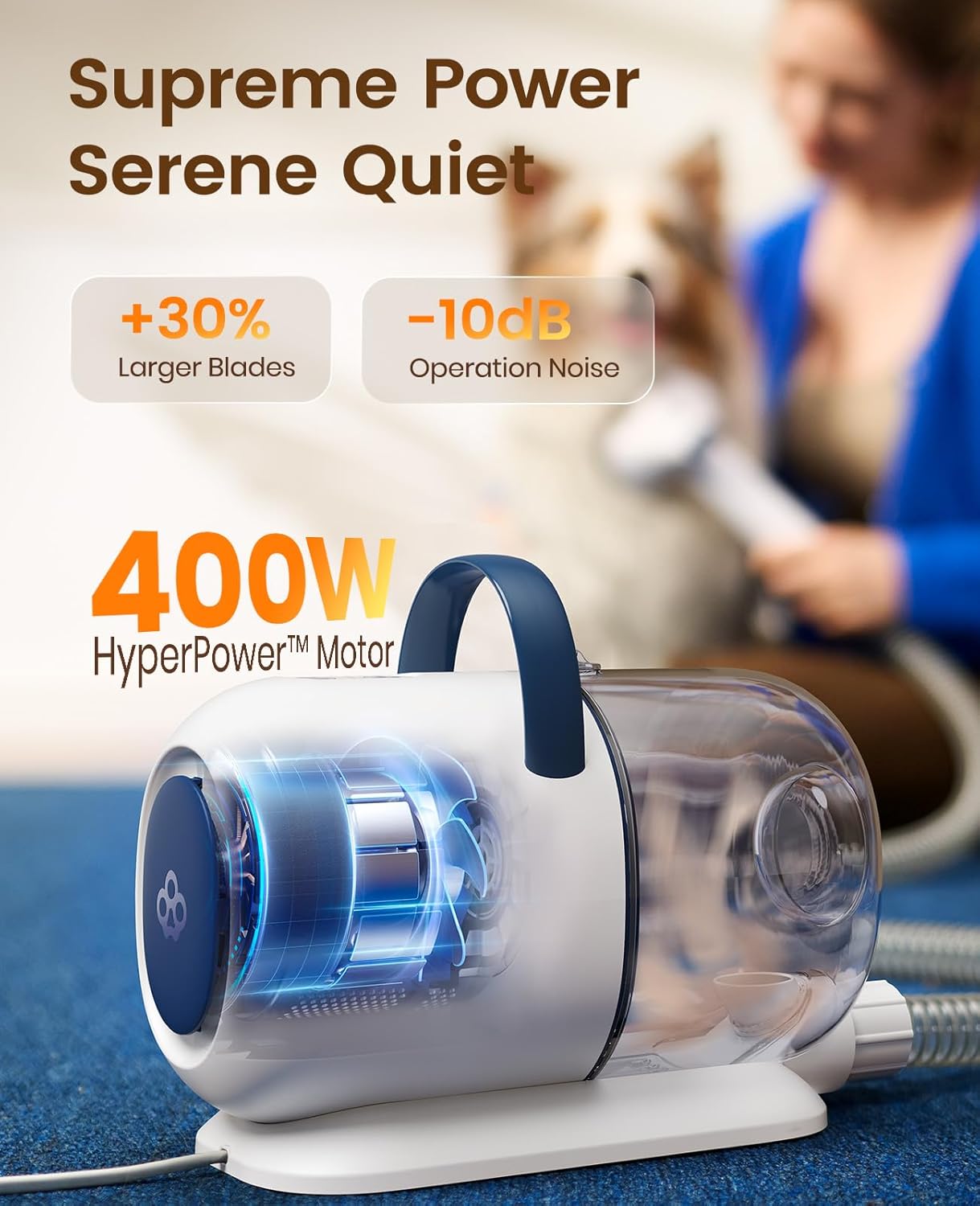oneisall Dog Grooming Vacuum, 15000Pa Pet Vacuum Kit Shedding 99% Pet Hair, Dog Grooming Clippers with Trimmer Nail Grinder, ≤ 59dB Quiet Brush with 6 Tools, 2L Canister for Home Cleaning,Cozy SE 2 - Happypetzone.online - Image 5
