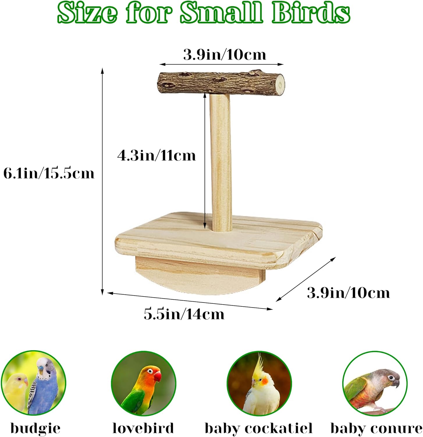 Natural Wood Bird Perch Stand Training, Intelligence Puzzle Enrichment Toys for Parakeets, Wooden Parrot Perch Platform, Bird Playground Play Stands for Conure, Cockatiel, Budgie Interactive Toys - Happypetzone.online - Image 4