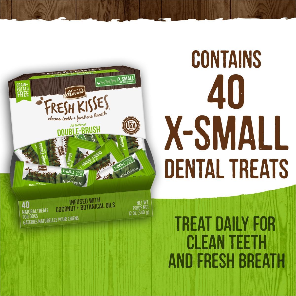 Merrick Fresh Kisses Natural Dental Chews Infused With Coconut And Botanical Oils For Tiny Dogs 5-15 Lbs - 78 ct. Box - Happypetzone.online - Image 9