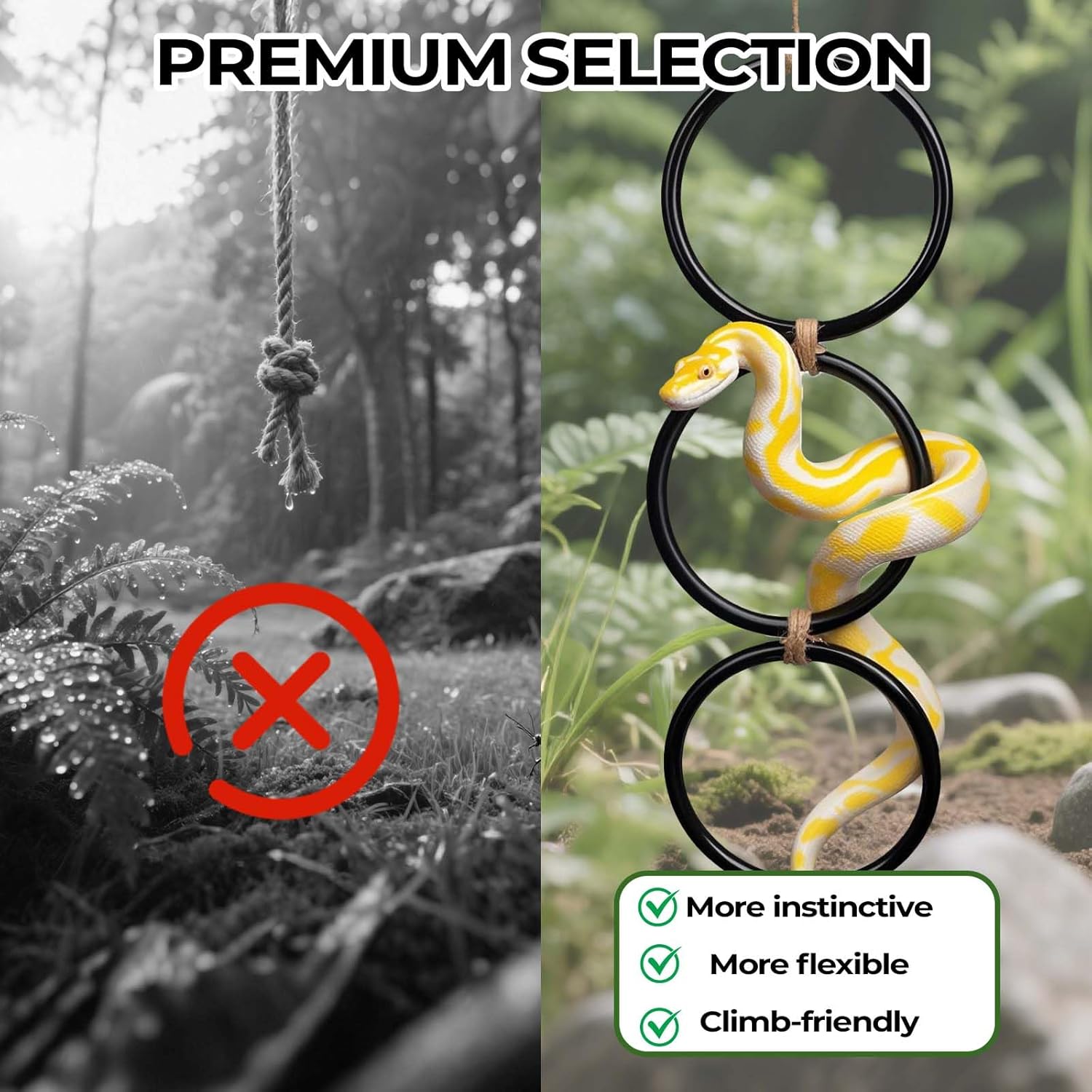 2 Pack Snake Climbing Rings for Ball Python & Corn Snake,Reptile Enrichment Toys for Snake,Ball Python Tank Decor, Reptile Tank Accessories for Bearded Dragon,Chameleon, Iguana, Gecko, Lizard (Black) - Happypetzone.online - Image 4