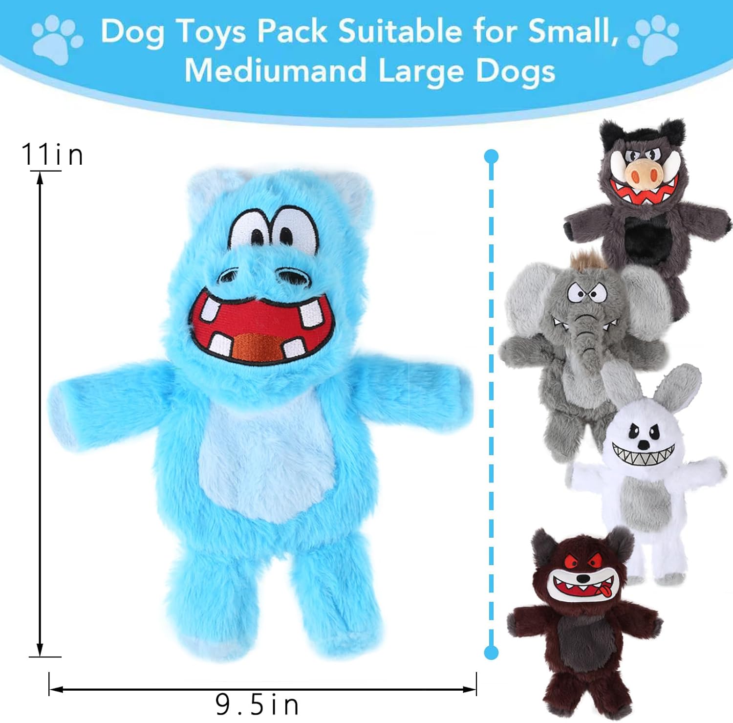 Bzonsmart Dog Squeaky Toys Tough Plush Chew Toys Bundle for Small Medium Large Dogs Interactive Dog Toys to Keep Them Busy Durable Puppy chew Toys for Teething Chewing Playing Training - Happypetzone.online - Image 3