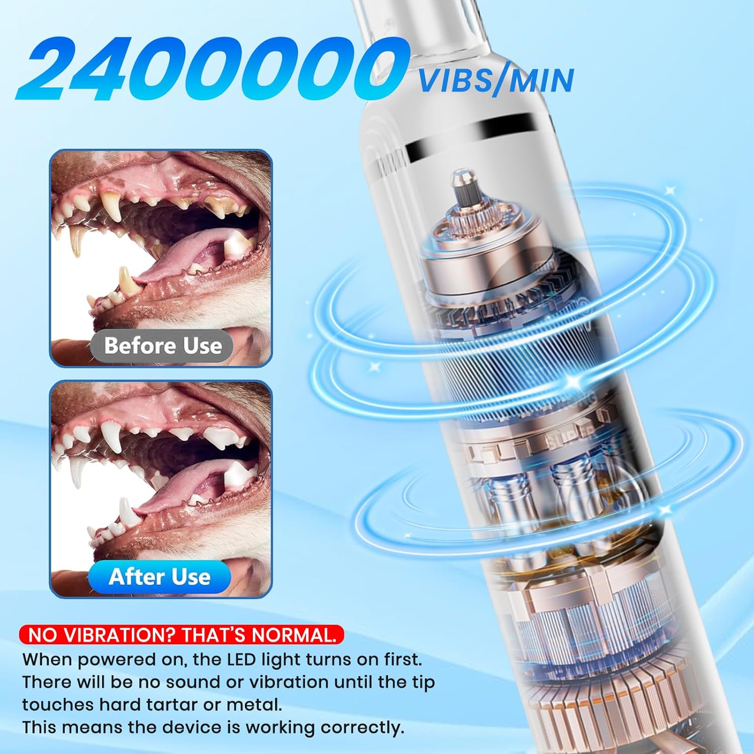 Dog Plaque Remover for Teeth,Pet Tooth Cleaner with LED Light,Cleaning Kit for Tartar and Stains,5 Adjustable Modes,Pet Teeth Cleaning kit,Suitable for Dogs and Cats (White) - Happypetzone.online - Image 3