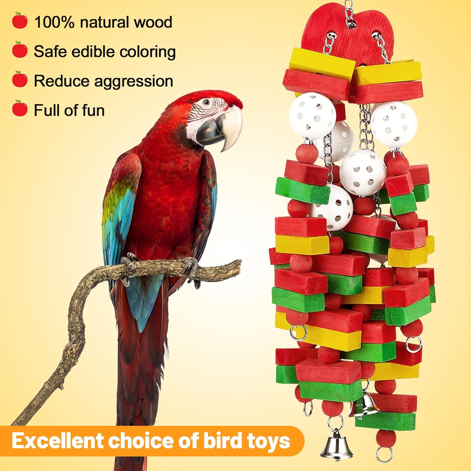 MEWTOGO Large Bird Parrot Toys for Cockatoos African Grey Macaws and Amazon Parrots Bird Gift - Happypetzone.online - Image 6