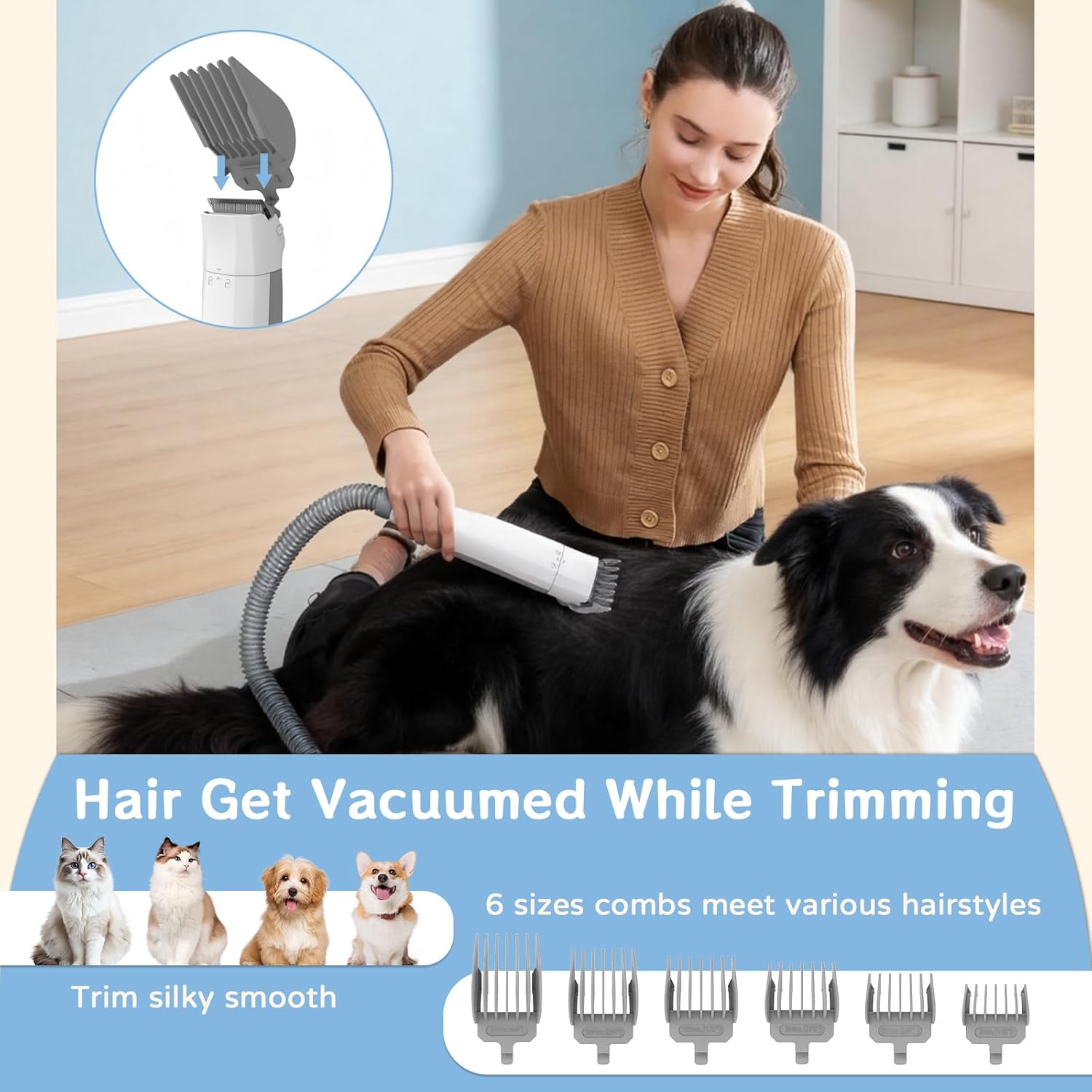 Dog Grooming Kit, Pet Grooming Vacuum with Pet Clipper Nail Grinder, Dog Hair Vacuum with 6 Pet Grooming Tools for Dogs Cats Shedding Grooming - Happypetzone.online - Image 5