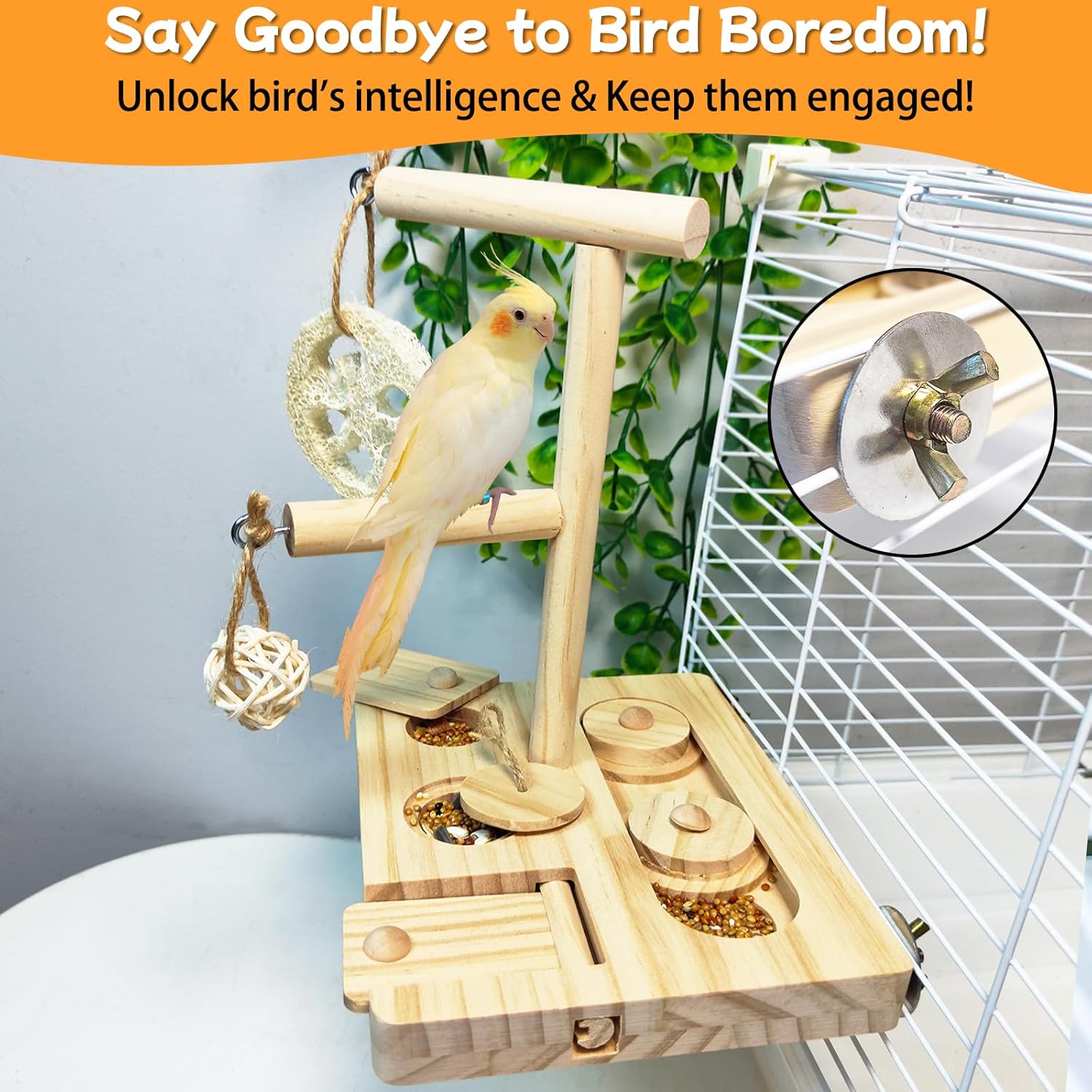 Bird Foraging Toys Parrot Enrichment Puzzle Toy Bird Playground Exploring Platform with Perch Chewing Toy for Small Birds Parakeet Cockatoo Budgie - Happypetzone.online - Image 4