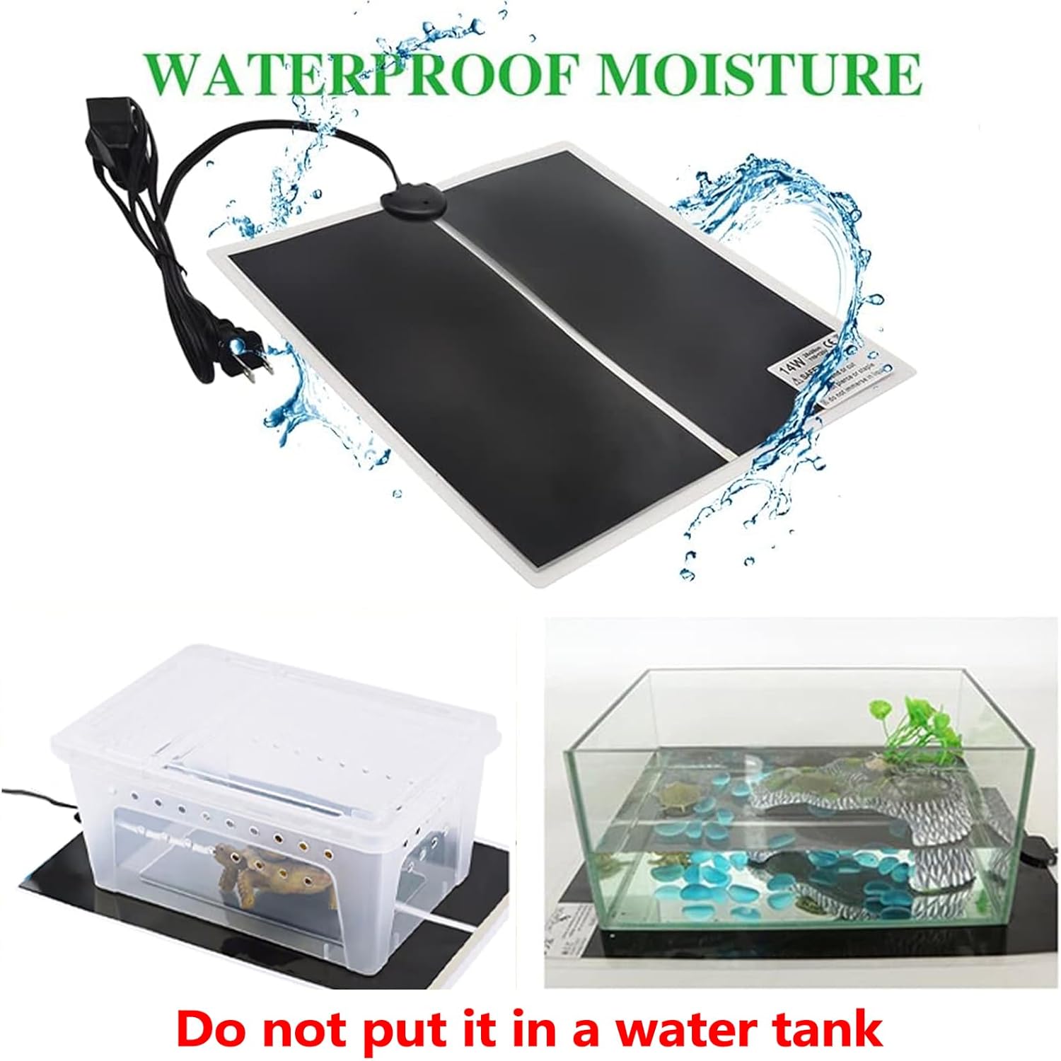 Hamiledyi 14W Reptile Heating Pad 2 PCS Warmer with Temperature Control Adjustment Under Tank 11x11 in Terrarium Heater Mat for Gecko Turtle Tortoise Snakes Lizard - Happypetzone.online - Image 2