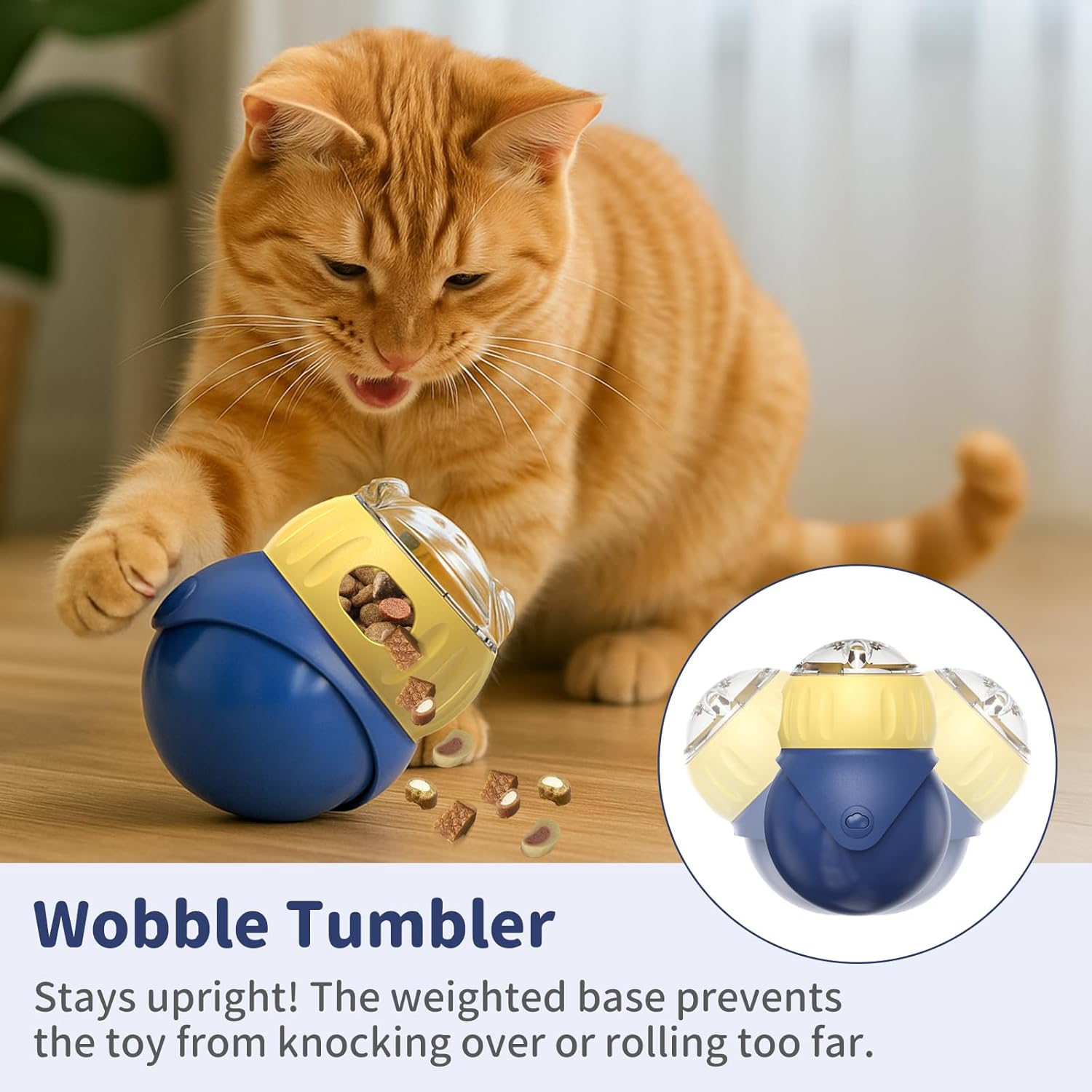 Interactive Cat Toys Treat Puzzle - for Indoor Cats Weight Loss Wobble Tumbler Feeder Food Dispenser, Fun Sliding Rolling, Enrichment Portion Control Slow Feeder for Kittens & Adult Cats - Happypetzone.online - Image 2