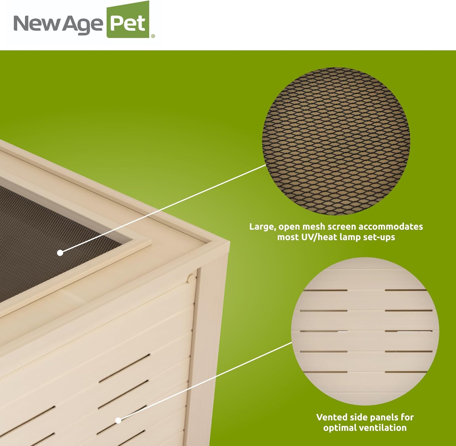 New Age Pet ECOFLEX 48" Wide Large Reptile Habitat, Mojave Lounge for Snakes, Tortoises & Lizards in Maple, Black & Grey, Easy Assembly, Sliding Glass Doors & Mesh Top - Happypetzone.online - Image 5