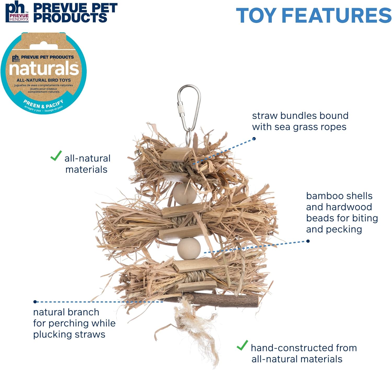 Pervue Pet Products Naturals Preen & Pacify Woodland Harvest Bird Toy 62549 - Happypetzone.online - Image 3