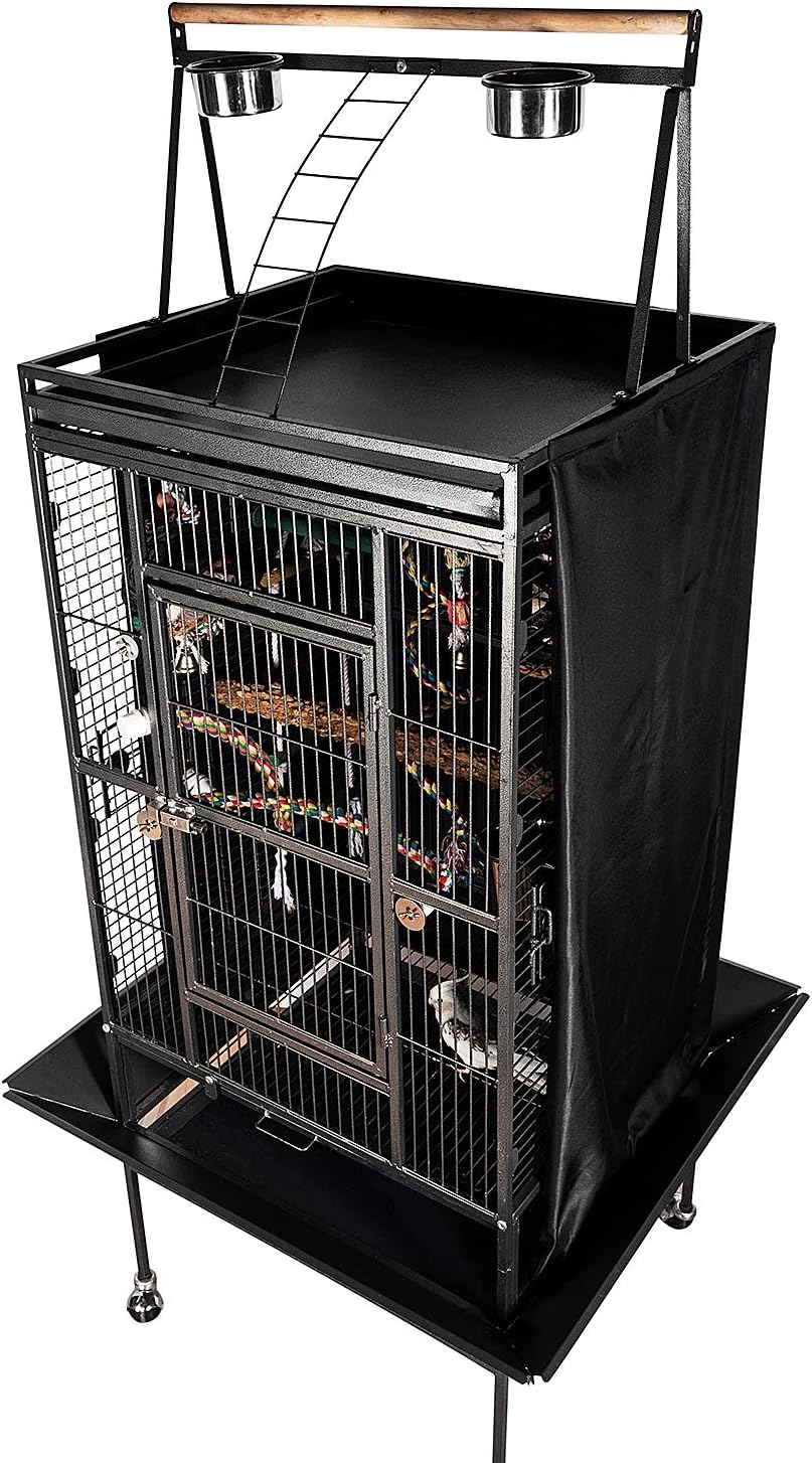 Colorday Good Night Bird Cage Cover for Large Bird Cage with Play Top (Patented), Black 68" - Happypetzone.online - Image 4