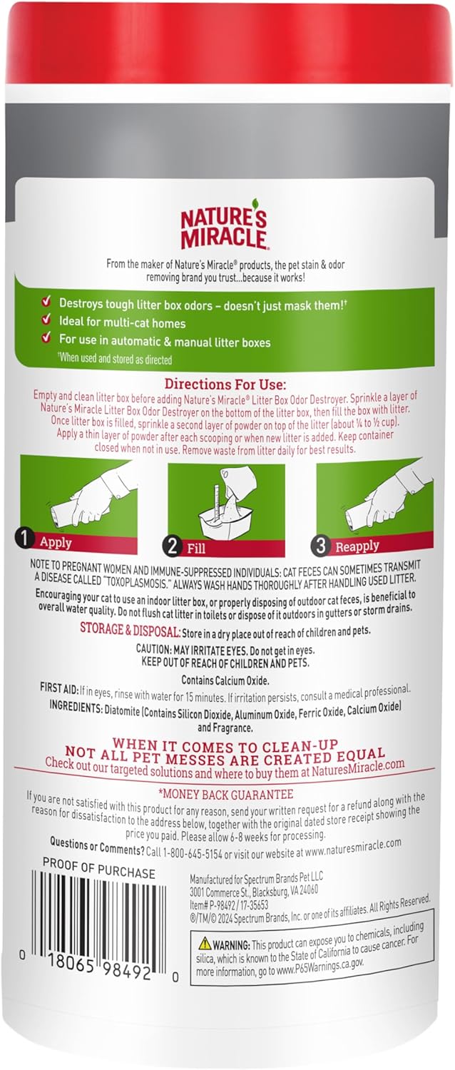 Nature's Miracle Litter Box Deodorizer, 20 Ounces, Litter Deodorizing Powder, Cat Odor Control Formula - Happypetzone.online - Image 5