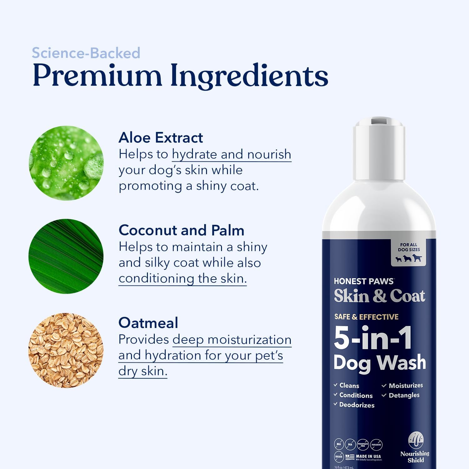 Honest Paws Dog Shampoo and Conditioner - Premium Dog Wash for Allergies and Dry, Itchy, Moisturizing for Sensitive Skin - Sulfate Free, Plant Based, All Natural -16 Fl Oz - Happypetzone.online - Image 4