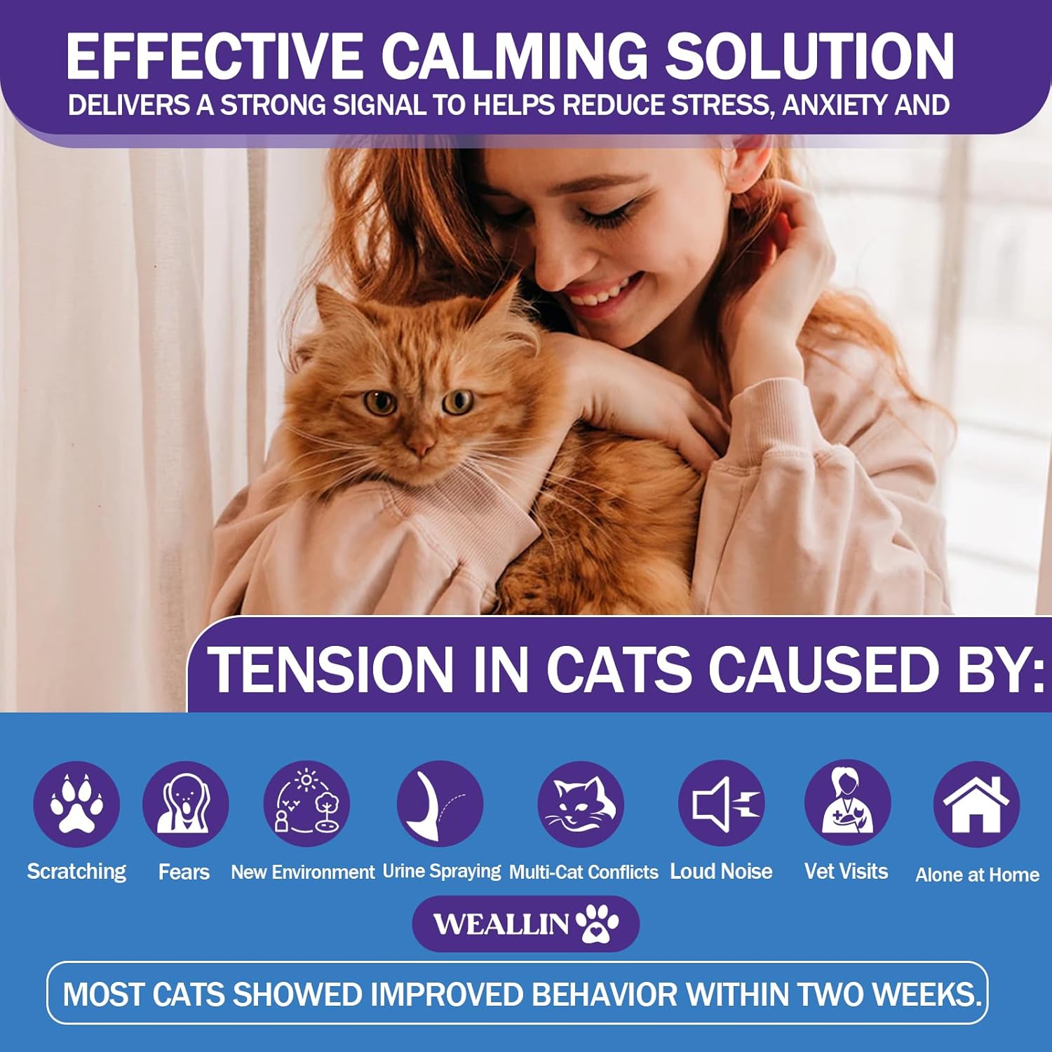 WEALLIN 6 Pack Cat Calming Diffuser Refills - Cat Pheromones Calming Diffuser Refill Relieve Anxiety & Stress 6 Month Supply, Cat Pheromone Diffuser Refills (Fits All Common Diffuser Heads) - Happypetzone.online - Image 3