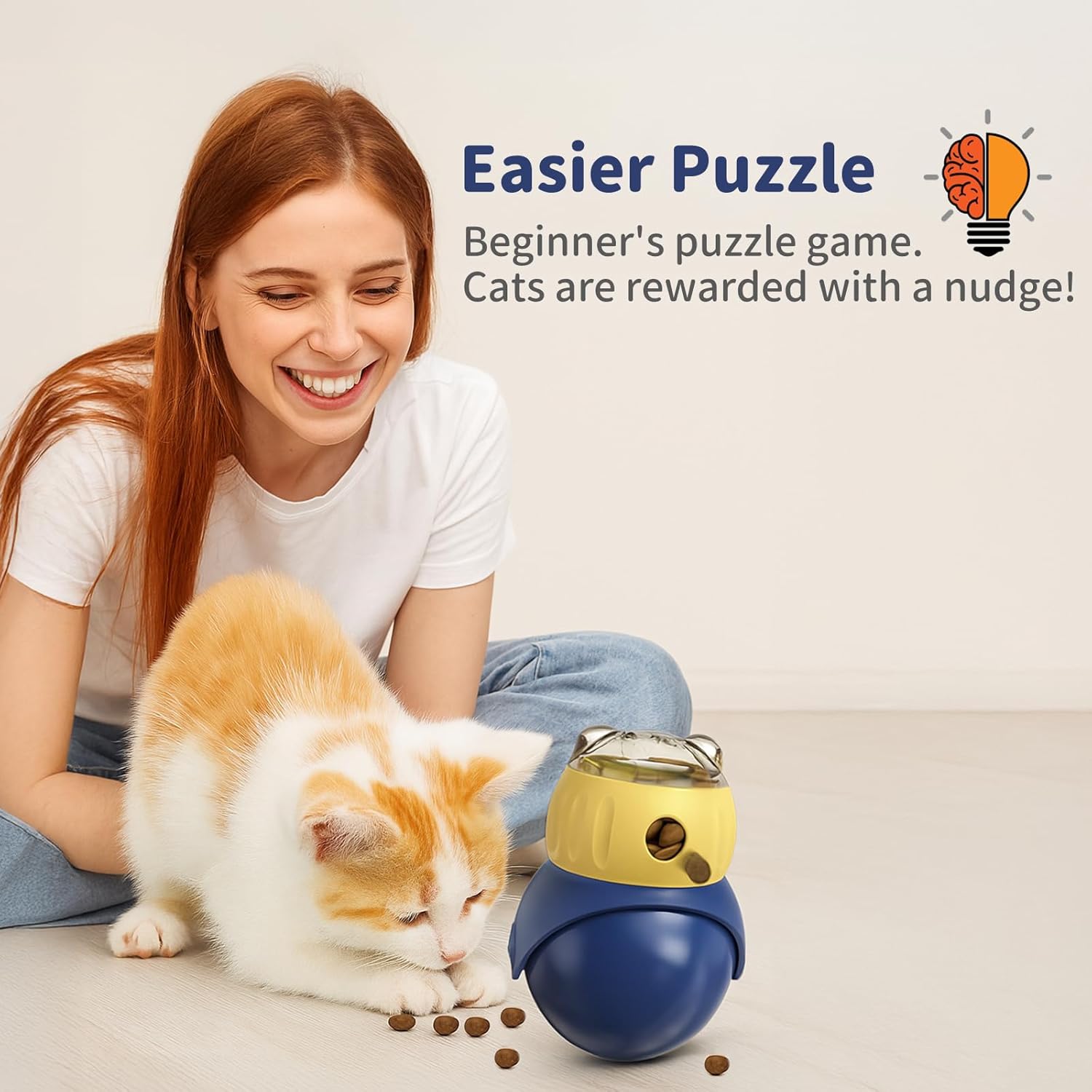 Interactive Cat Toys Treat Puzzle - for Indoor Cats Weight Loss Wobble Tumbler Feeder Food Dispenser, Fun Sliding Rolling, Enrichment Portion Control Slow Feeder for Kittens & Adult Cats - Happypetzone.online - Image 3