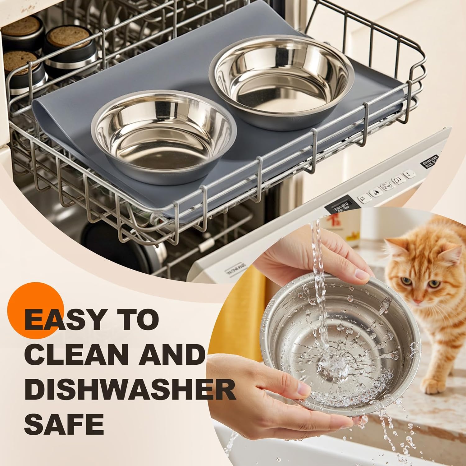 Cat Food Bowl for Indoor Cats - Elevated Stainless Steel Water Bowl, Tilted Raised Kitten Dish Set for Whisker Friendly and Anti Vomit, Feeding Station for Puppy and Pet - Happypetzone.online - Image 6