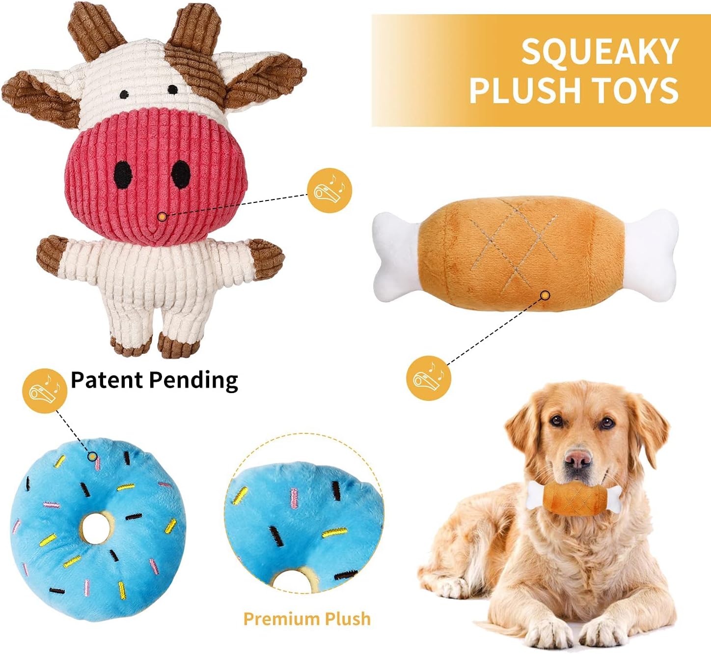 Toozey 7 Pack Small Dog Toys, Puppy Teething Toys, Durable Ropes Chew Toys, Cute Calf Squeaky Dog Toys, Non-Toxic and Safe - Happypetzone.online - Image 2