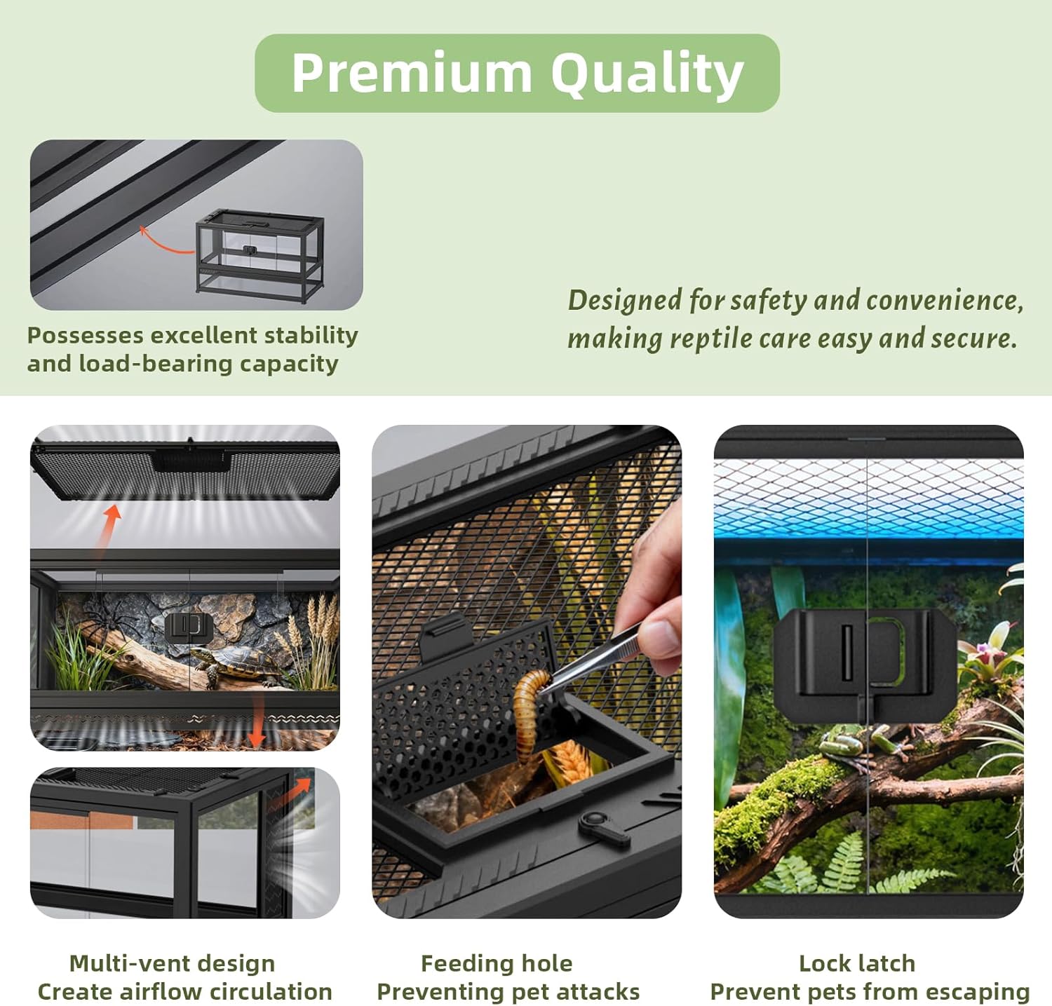 XIGETRAIL Tempered Glass Bearded Dragon Tank, 22" x 14" x 12" Reptile Enclosure with Sliding Door and Top Screen Ventilation,Reptile Tank for Lizard,Gecko,Chameleon - Happypetzone.online - Image 3