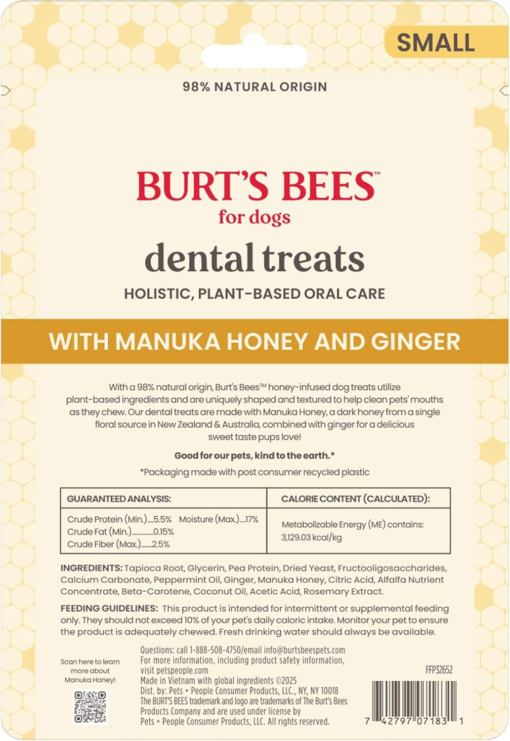 BURT'S BEES FOR PETS Dental Treats for Dogs with Manuka Honey & Ginger, Holistic, Plant-Based Oral Care, 98% Natural Origin Formulas, Peppermint Flavor, Dog Treats Small Dogs, Sz Sm 10ct, 7.4 oz - Happypetzone.online - Image 12