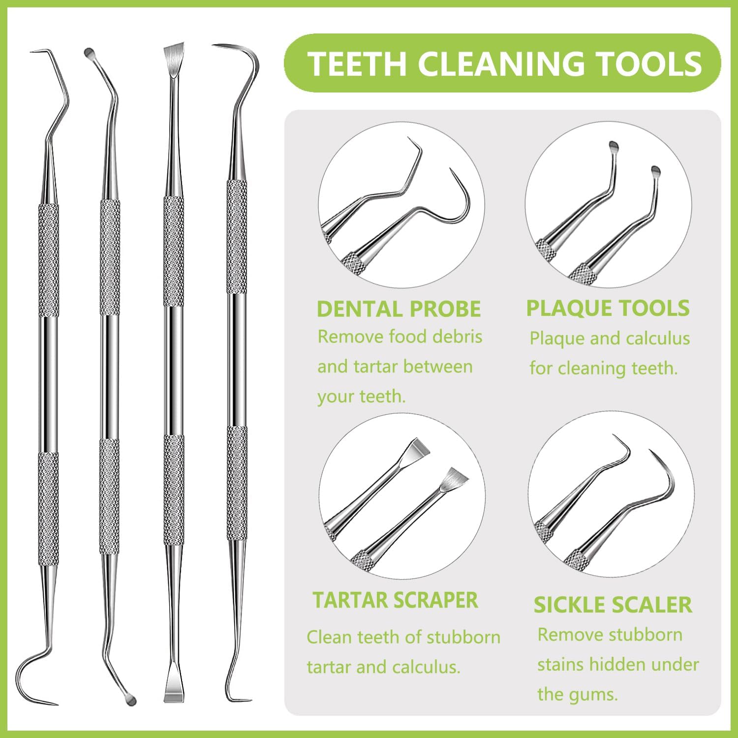 Dental Tools Pet Dog Teeth Cleaner Tool Kit, Stainless Steel Plaque Remover Dental Picks Tooth Tartar Scraper, Pets Oral Care Hygiene Set for Cats and Dogs Use with Case - Happypetzone.online - Image 3