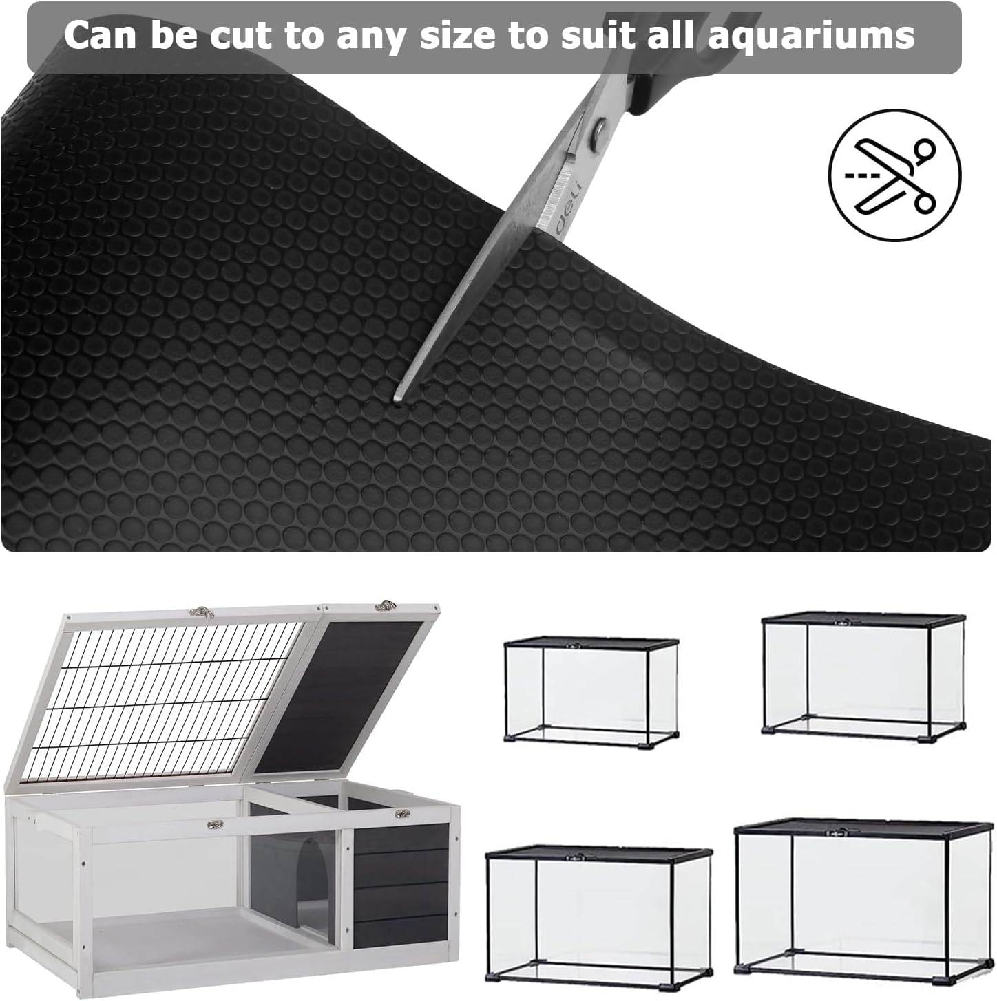 120 Gallon Reptile Terrarium Mat Liner, 96" X 24" Bearded Dragon Tank Accessories, Bearded Dragon Substrate flooring for 4x2x2 Reptile Enclosure, Reptile Bedding Carpet for Gecko,Lizard, Black - Happypetzone.online - Image 6