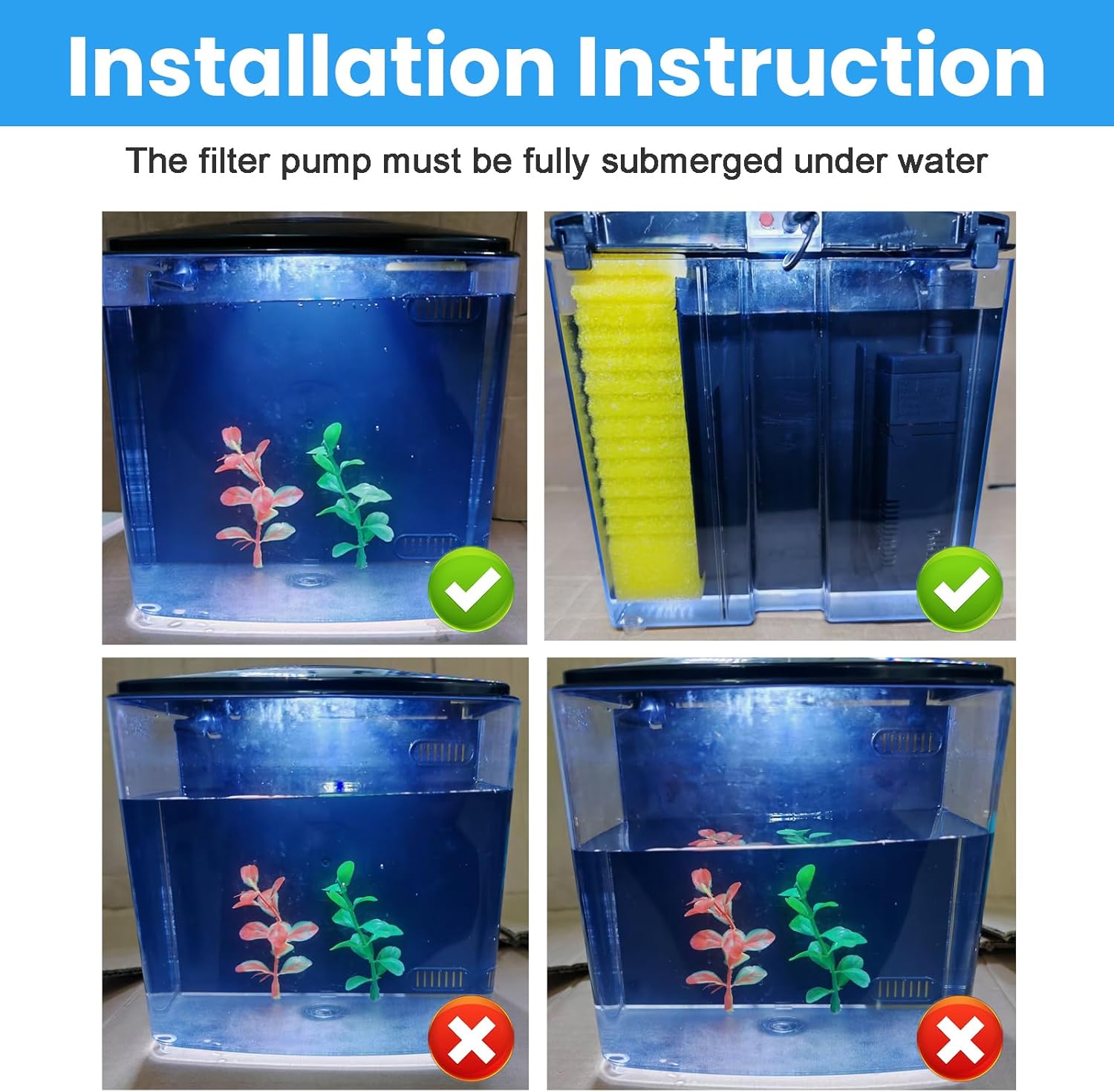 AQUANEAT Fish Tank, 1.2 Gallon Aquarium, Small Betta Fish Tank Starter Kit with LED Light and Water Filter Pump, Rectangular - Happypetzone.online - Image 4
